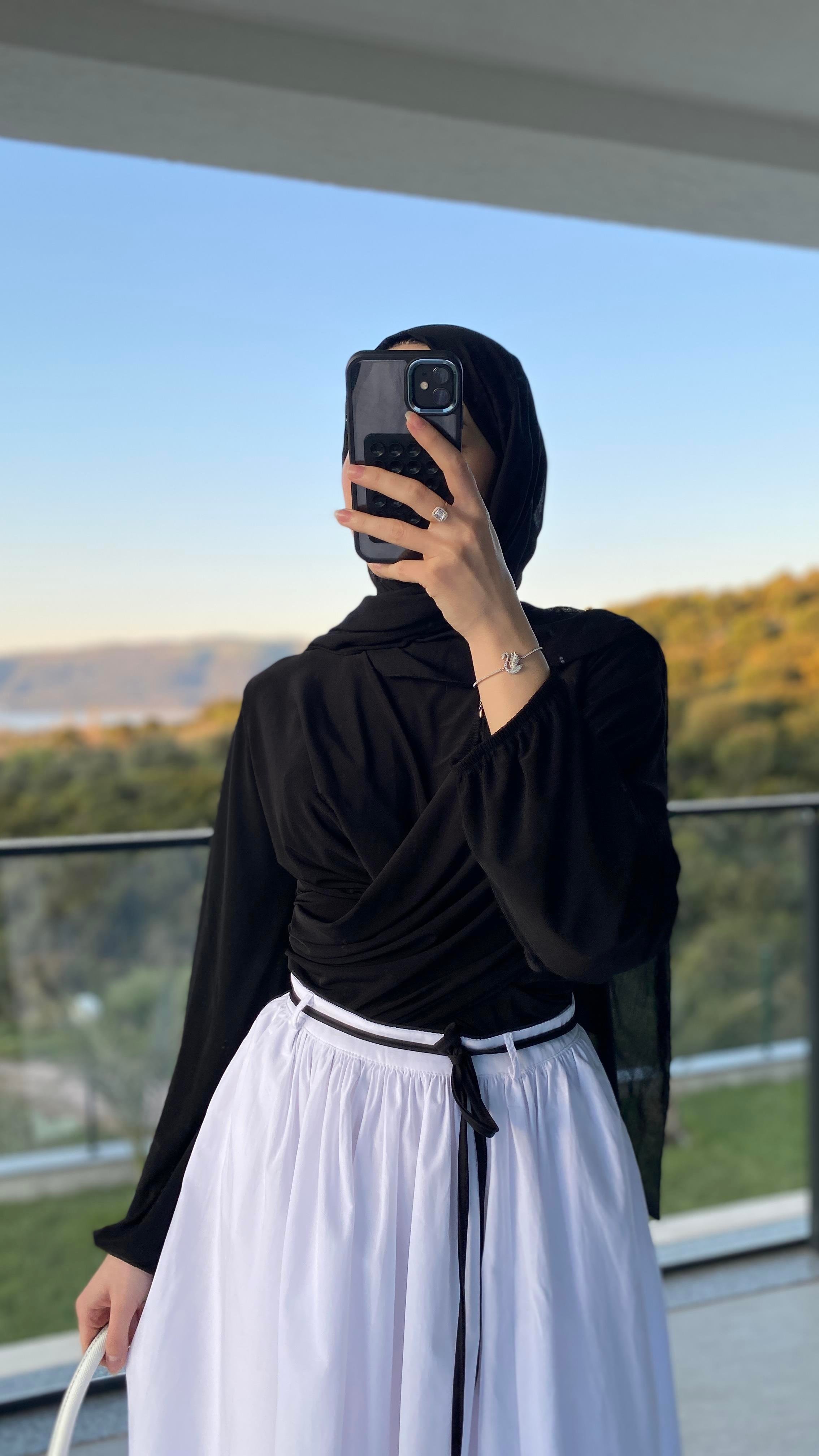 Çift Drapeli Bluz Siyah