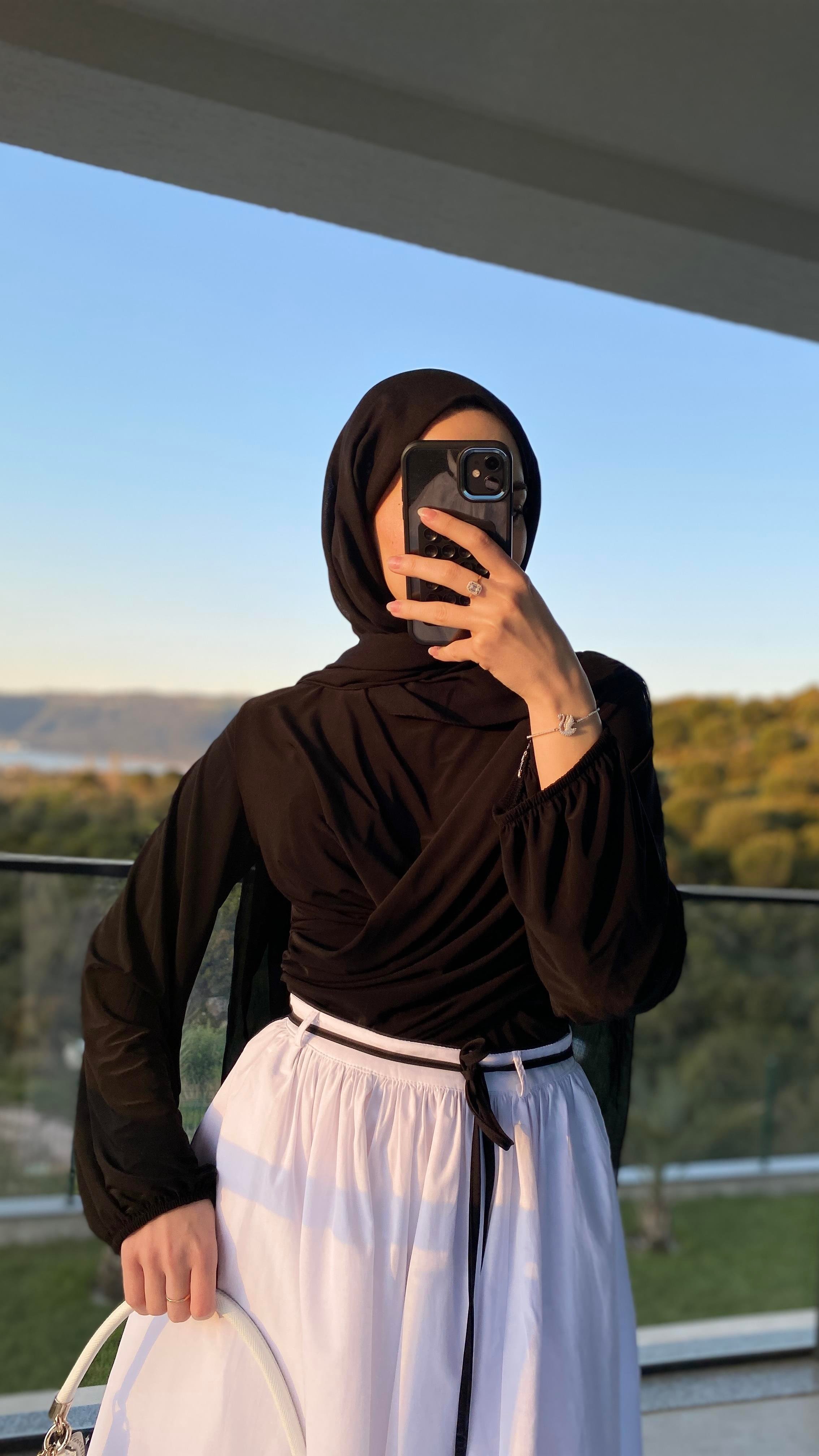 Çift Drapeli Bluz Siyah
