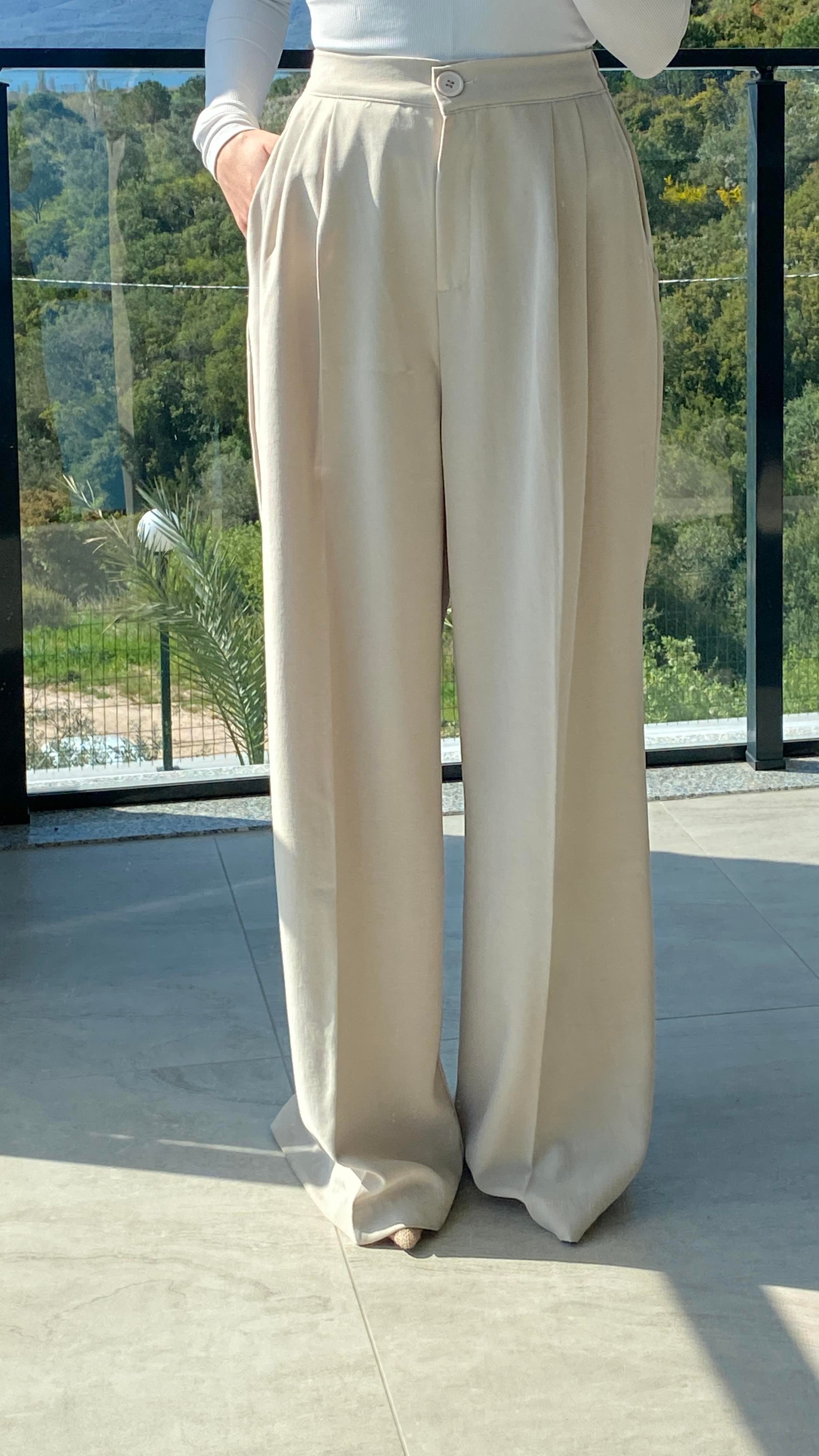 Class Lastik Detaylı Palazzo Taş Pantolon