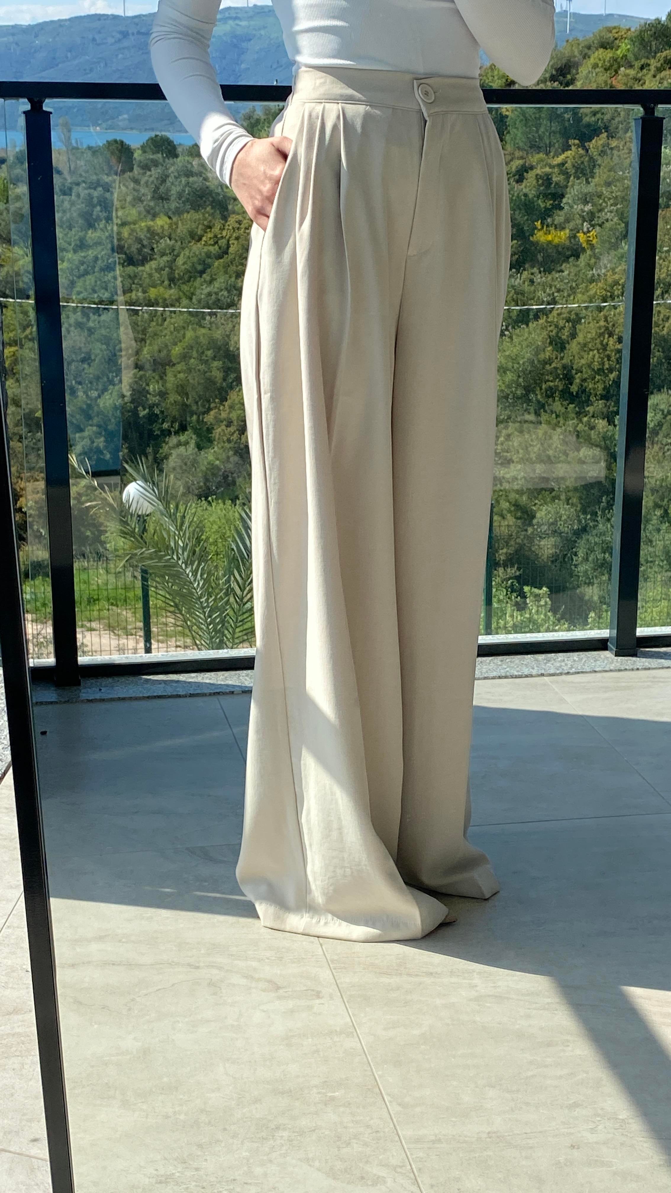 Class Lastik Detaylı Palazzo Taş Pantolon