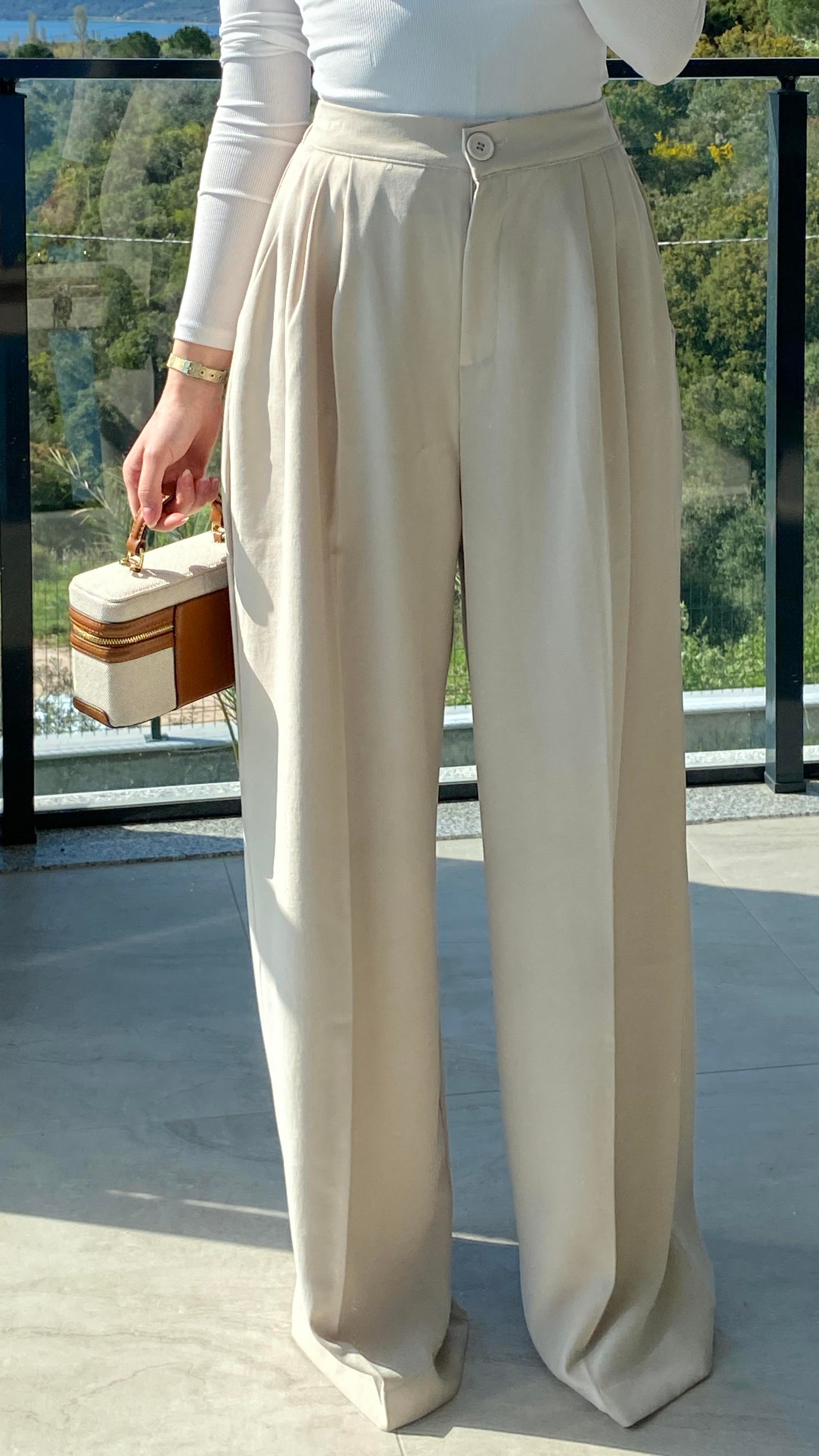 Class Lastik Detaylı Palazzo Taş Pantolon