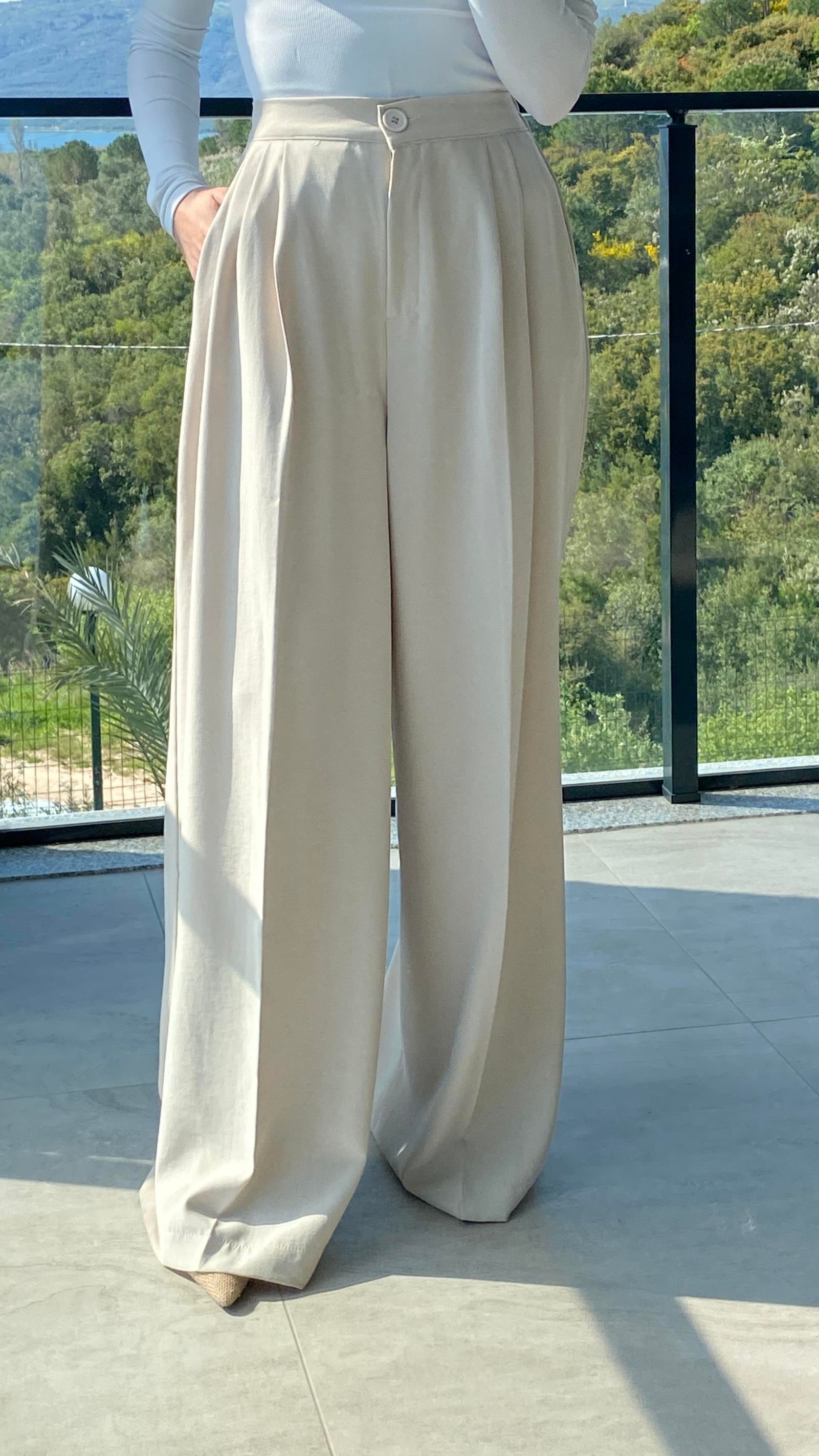 Class Lastik Detaylı Palazzo Taş Pantolon