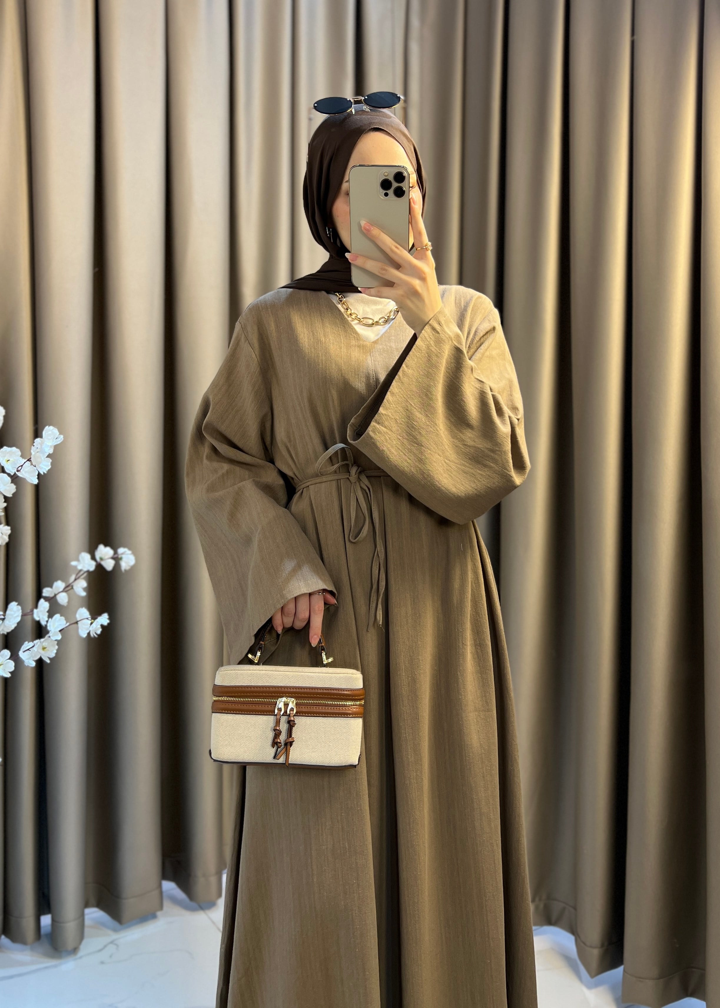 Dalia Keten Elbise- Vizon
