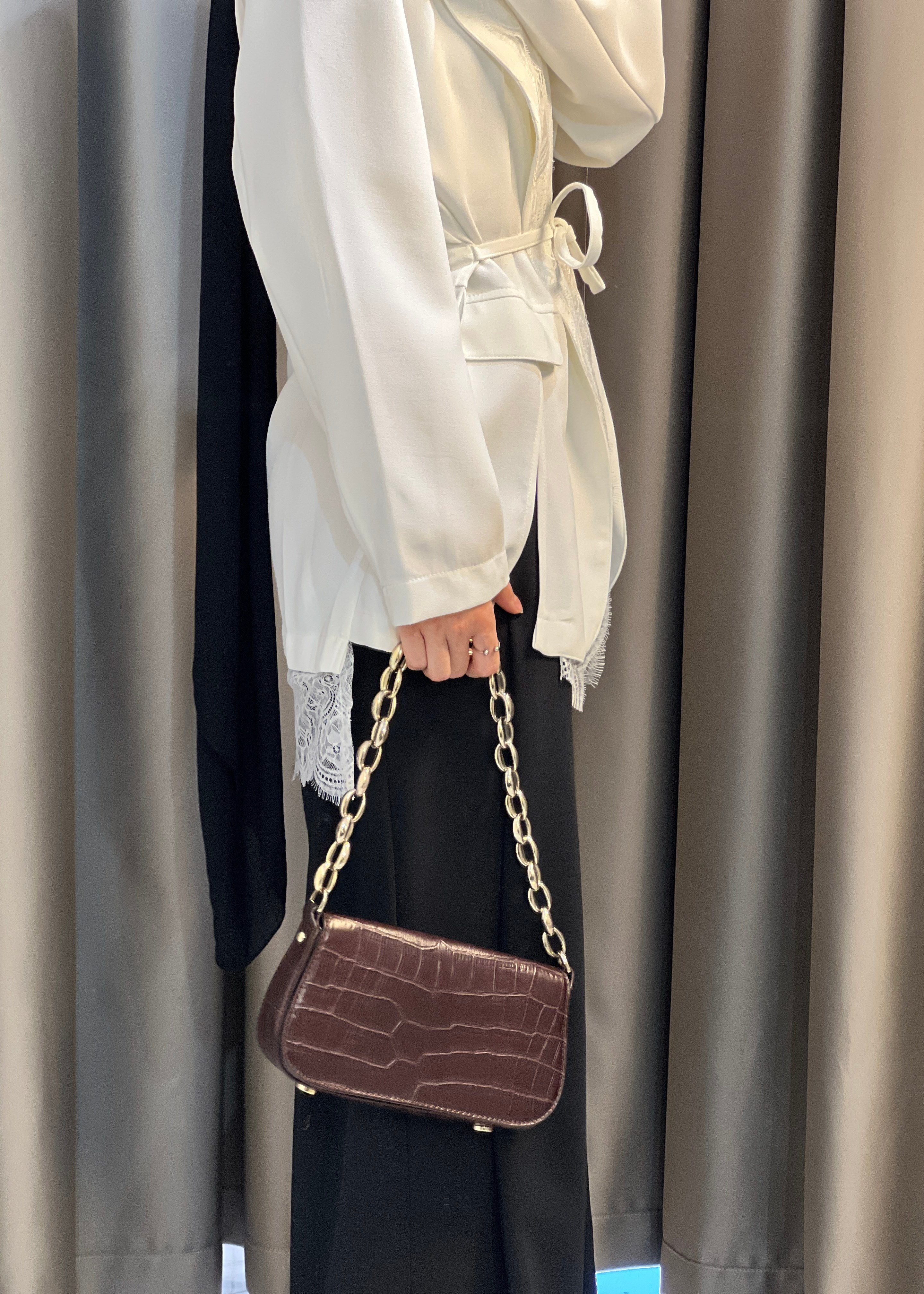 Dantel Blazer Ceket- Beyaz