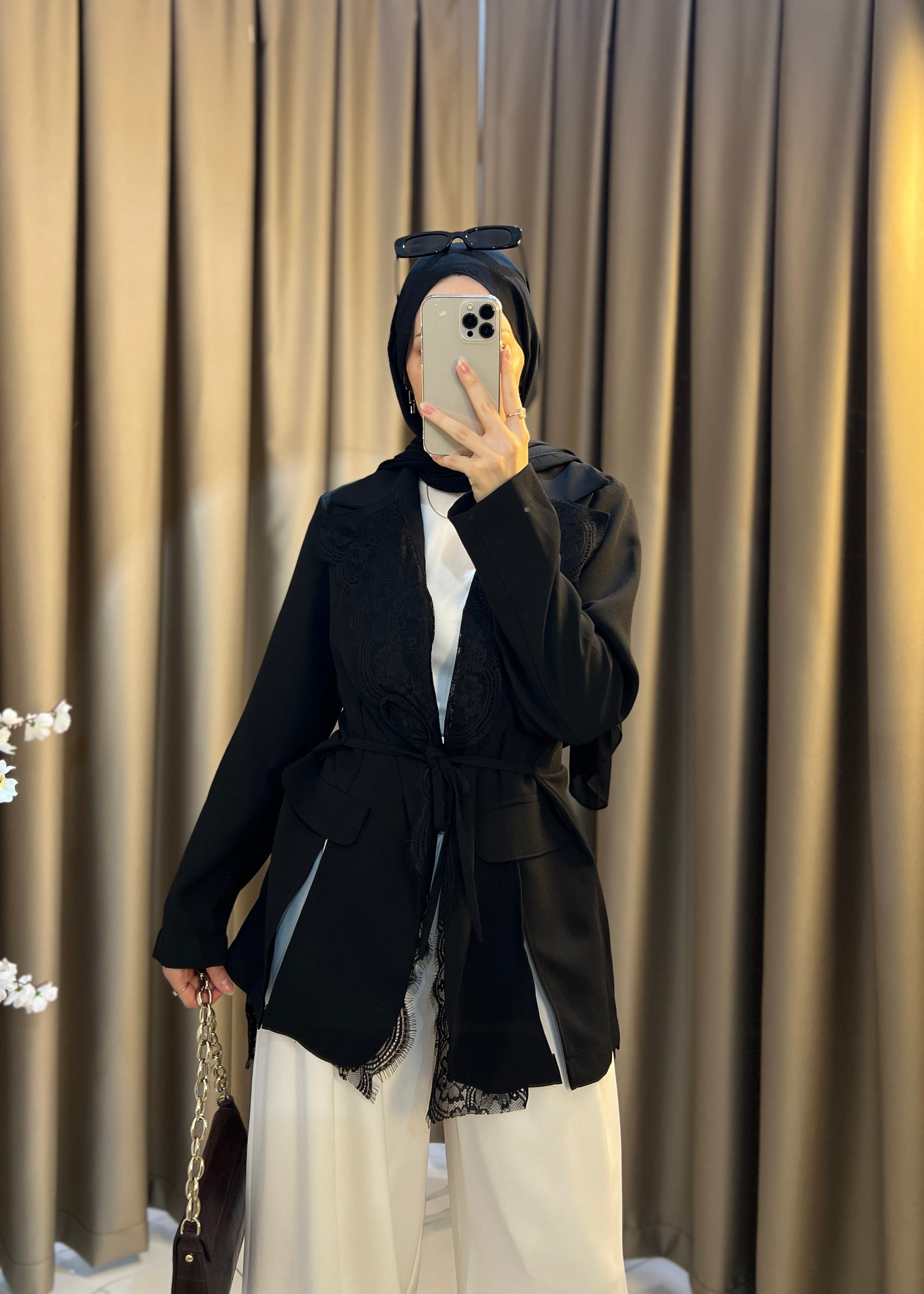Dantel Blazer Ceket- Siyah
