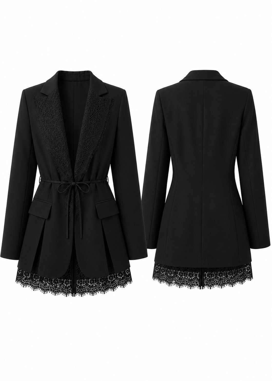 Dantel Blazer Ceket- Siyah