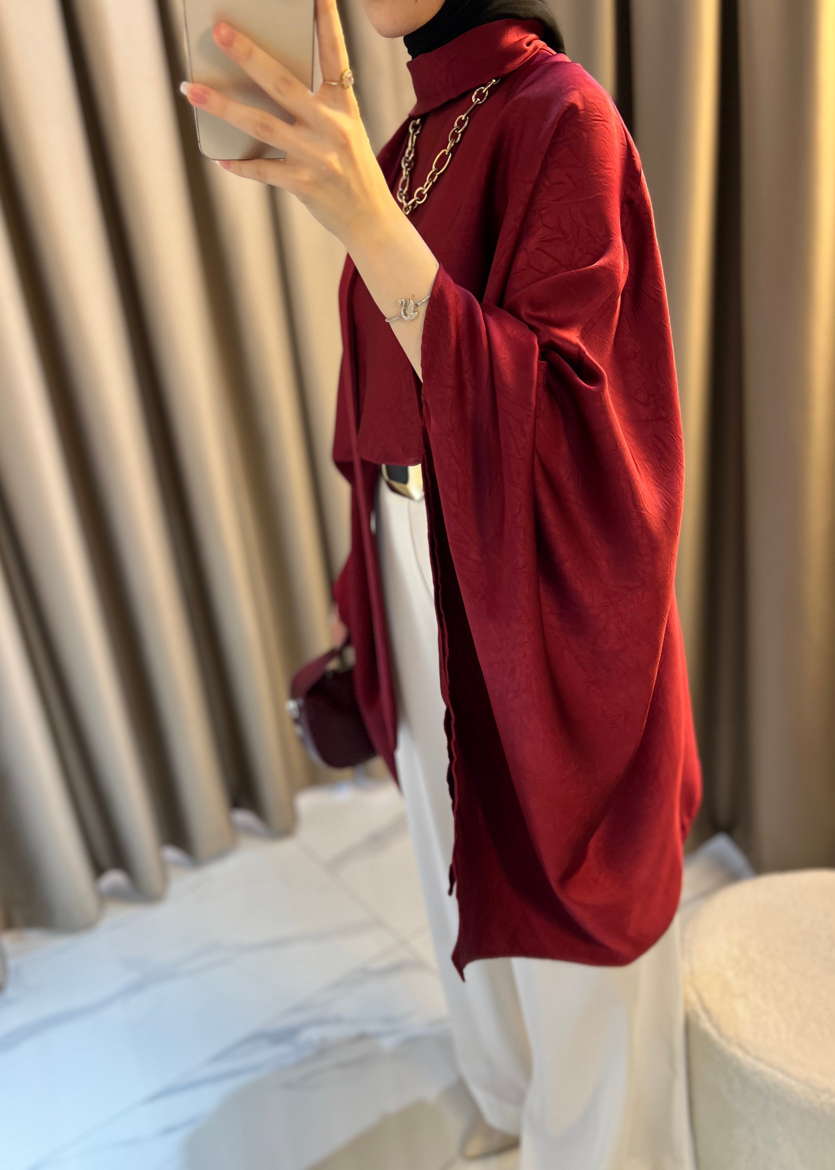 Elise Fularlı Bluz- Bordo