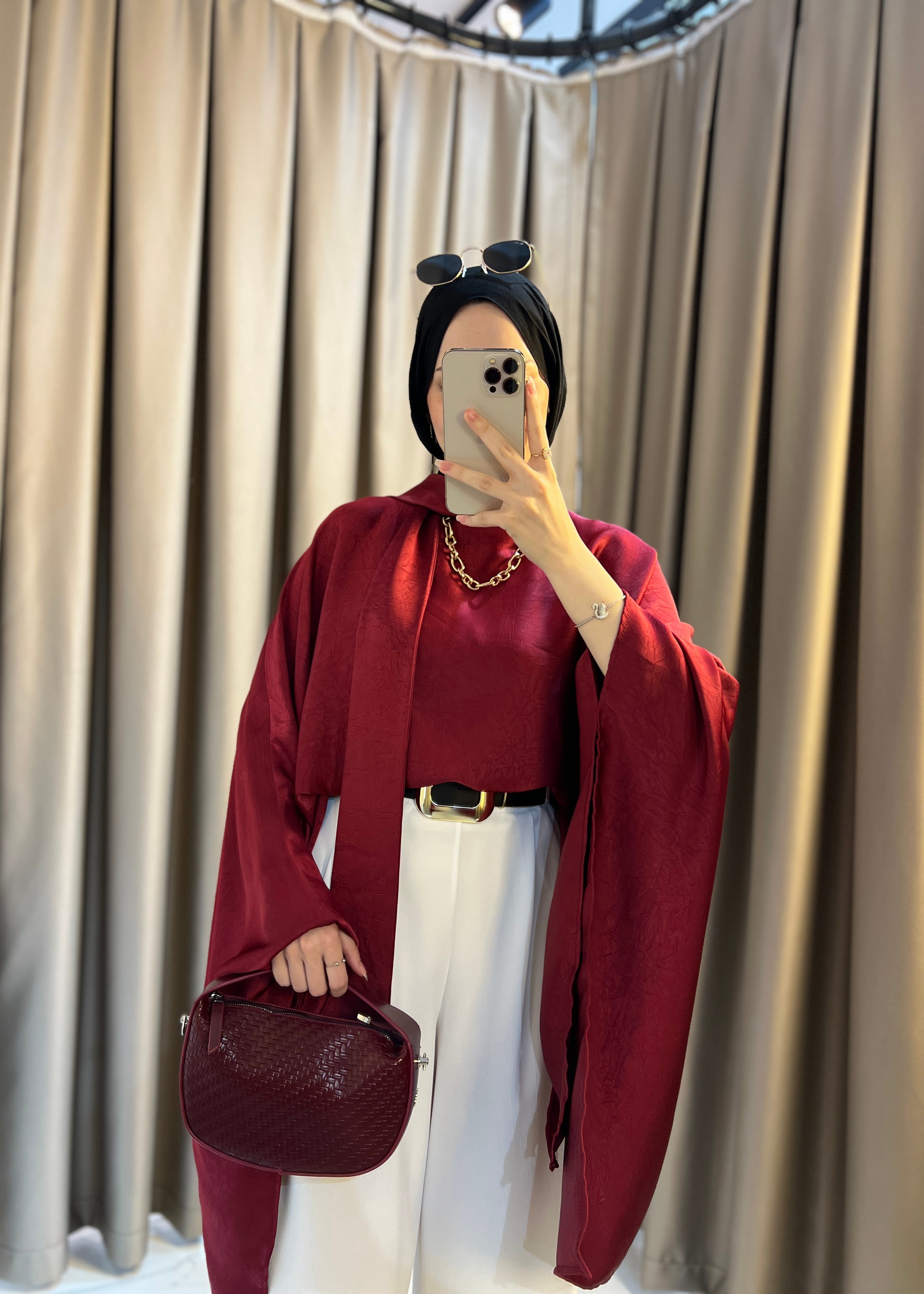 Elise Fularlı Bluz- Bordo