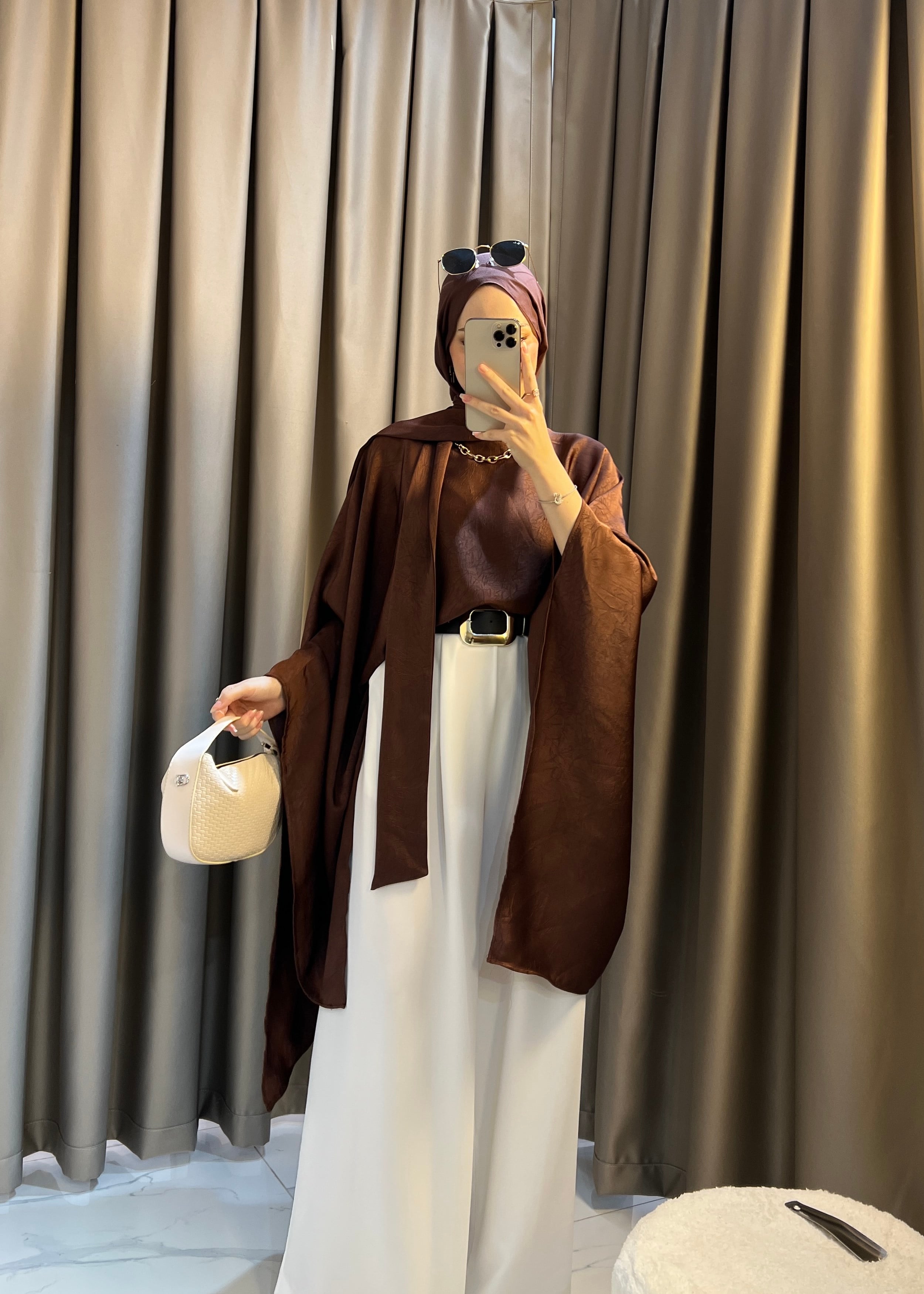 Elise Fularlı Bluz- Kahve