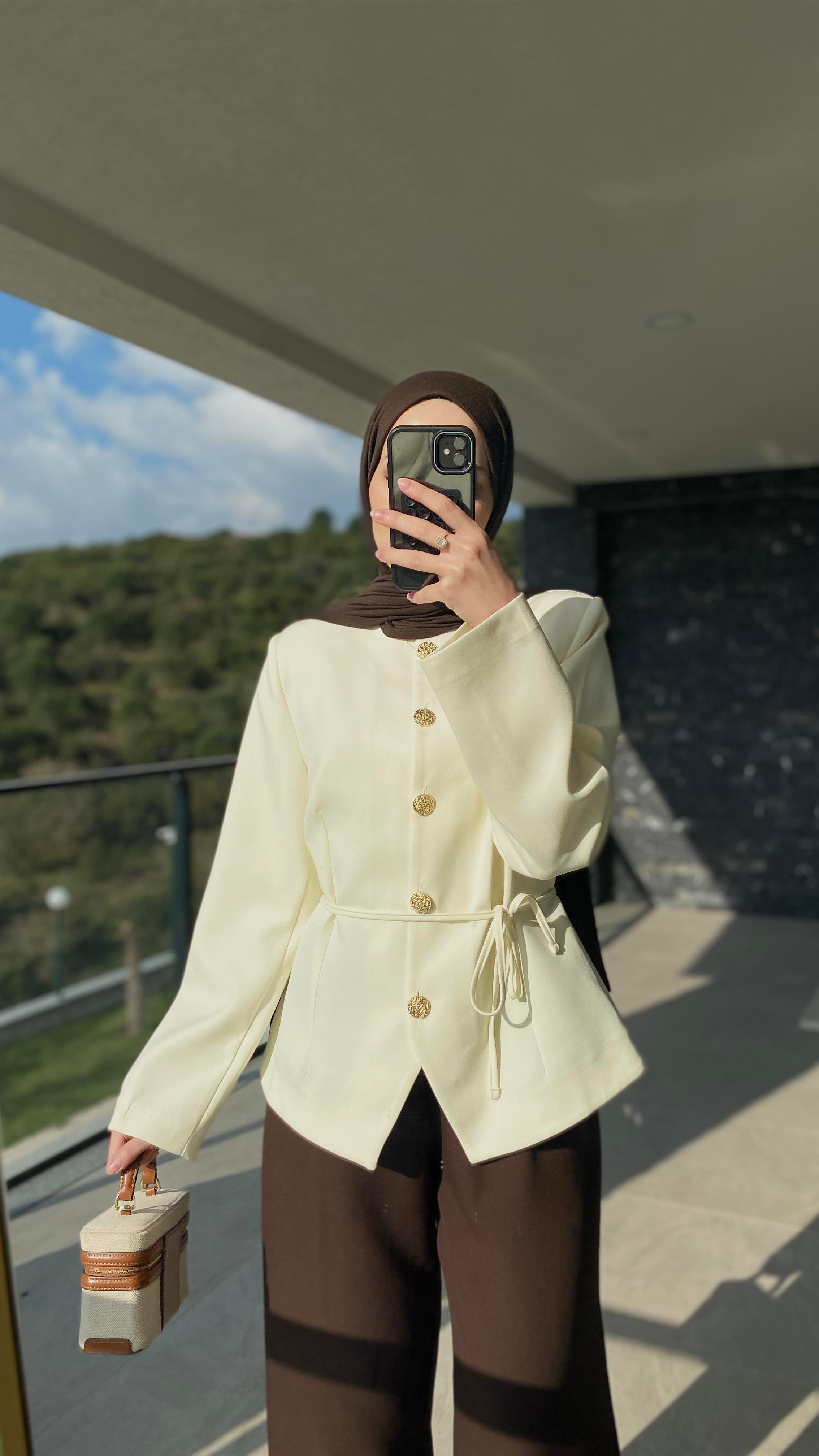 Farla Fit Ceket Ekru