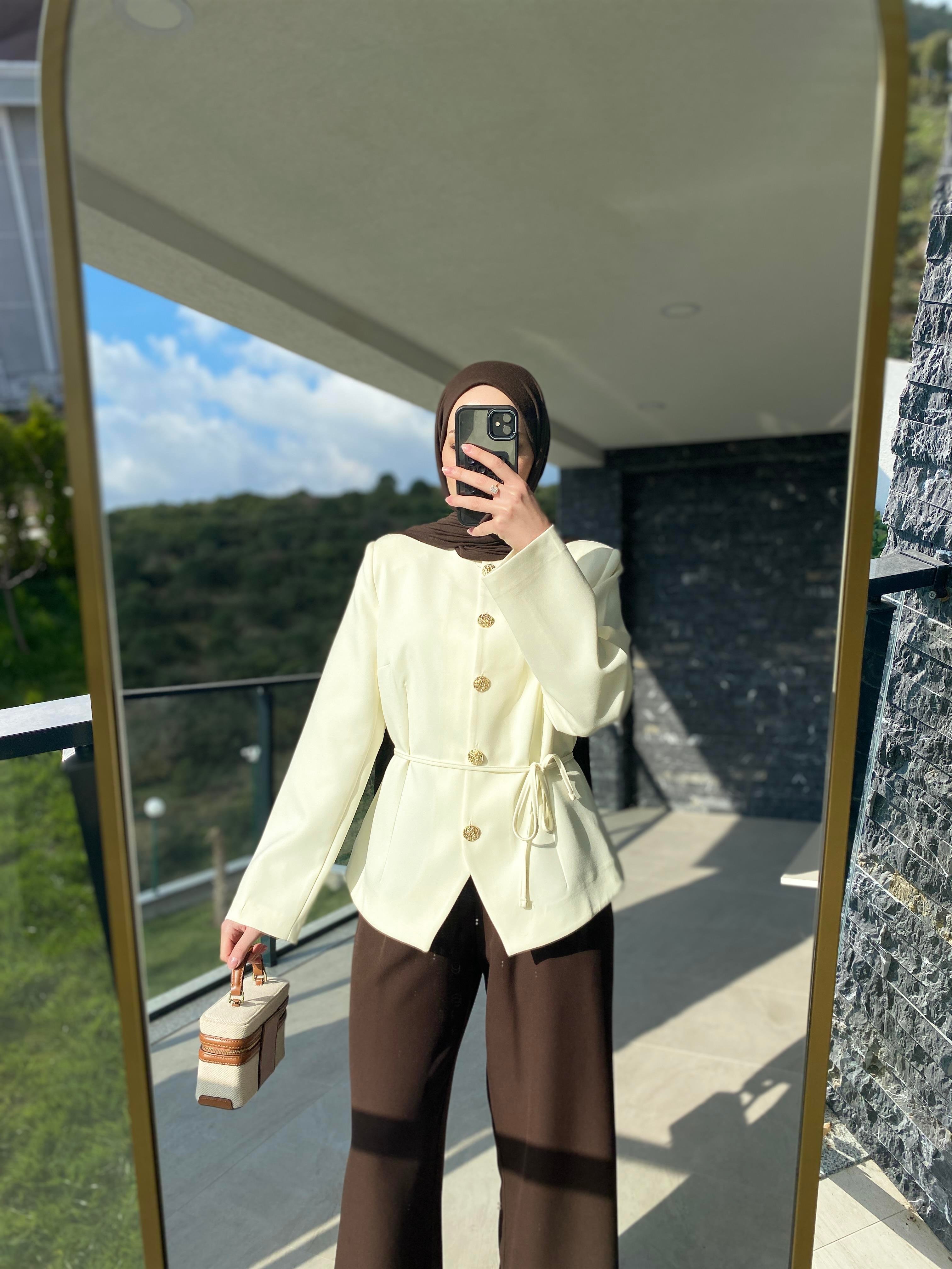 Farla Fit Ceket Ekru