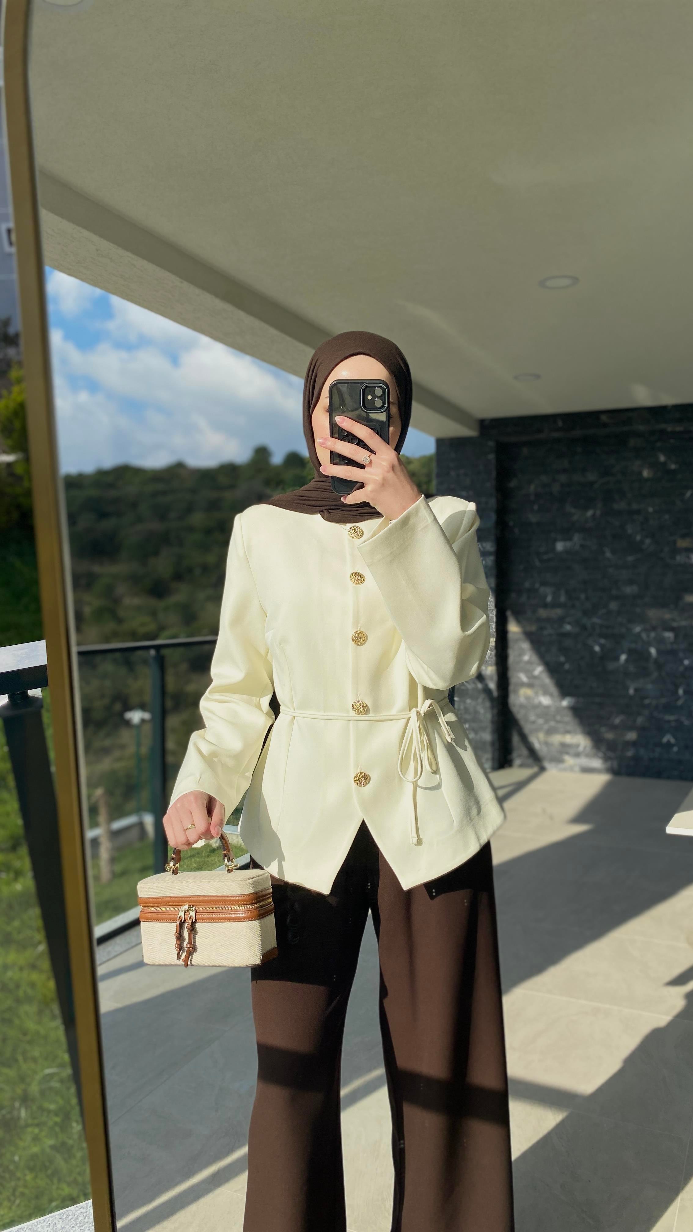 Farla Fit Ceket Ekru