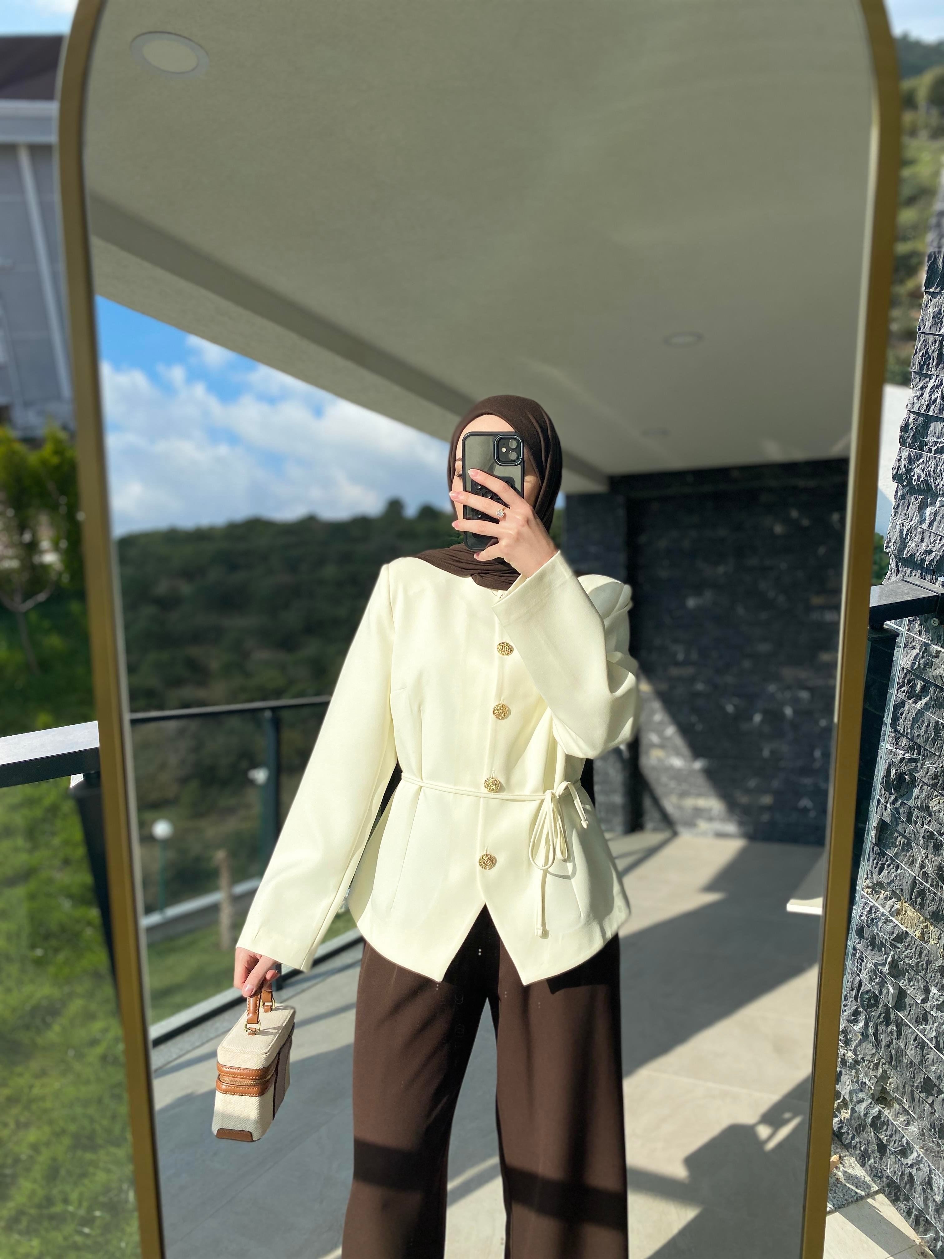 Farla Fit Ceket Ekru