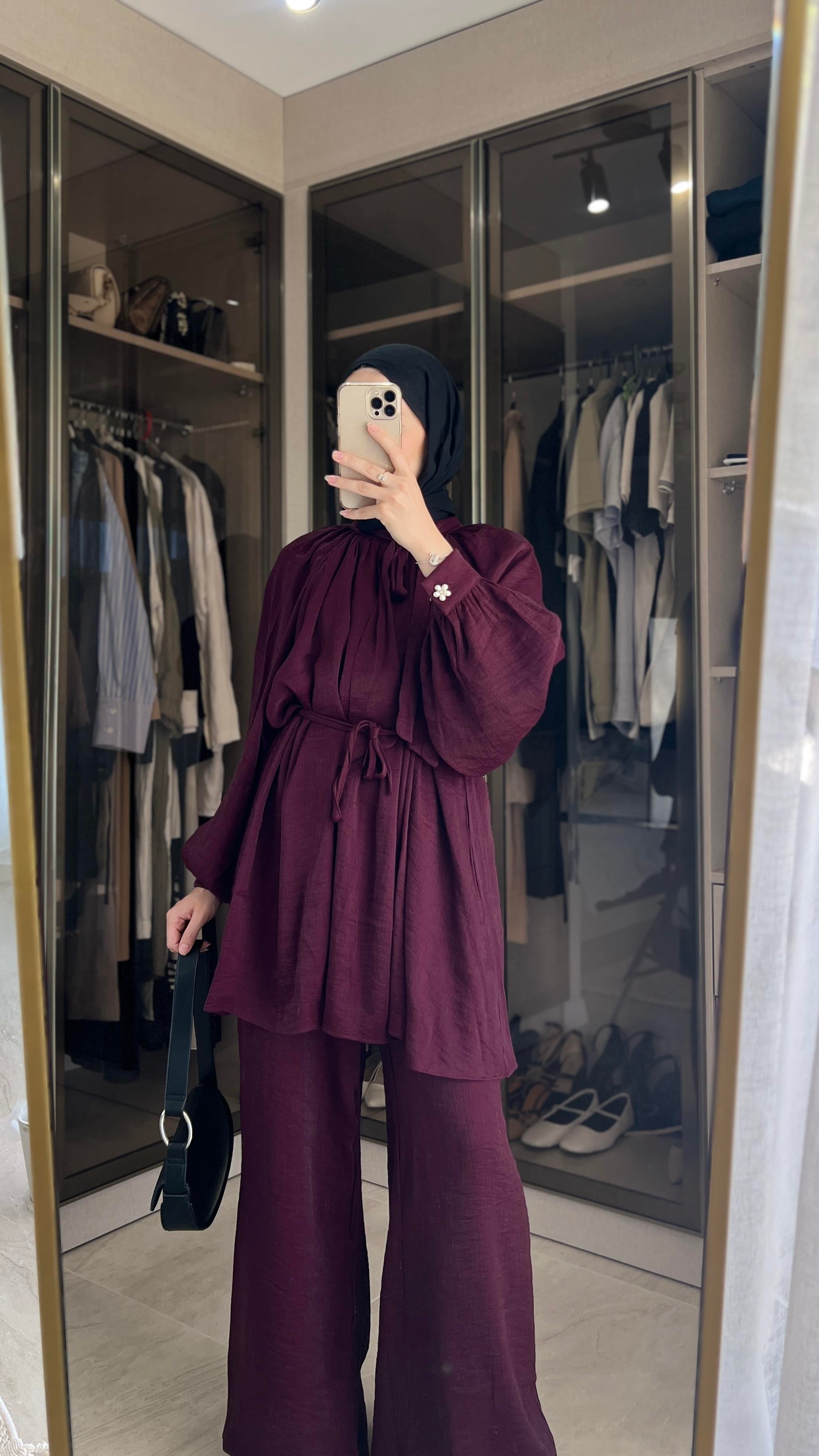 Floş Yakası Bağlamalı- Bordo