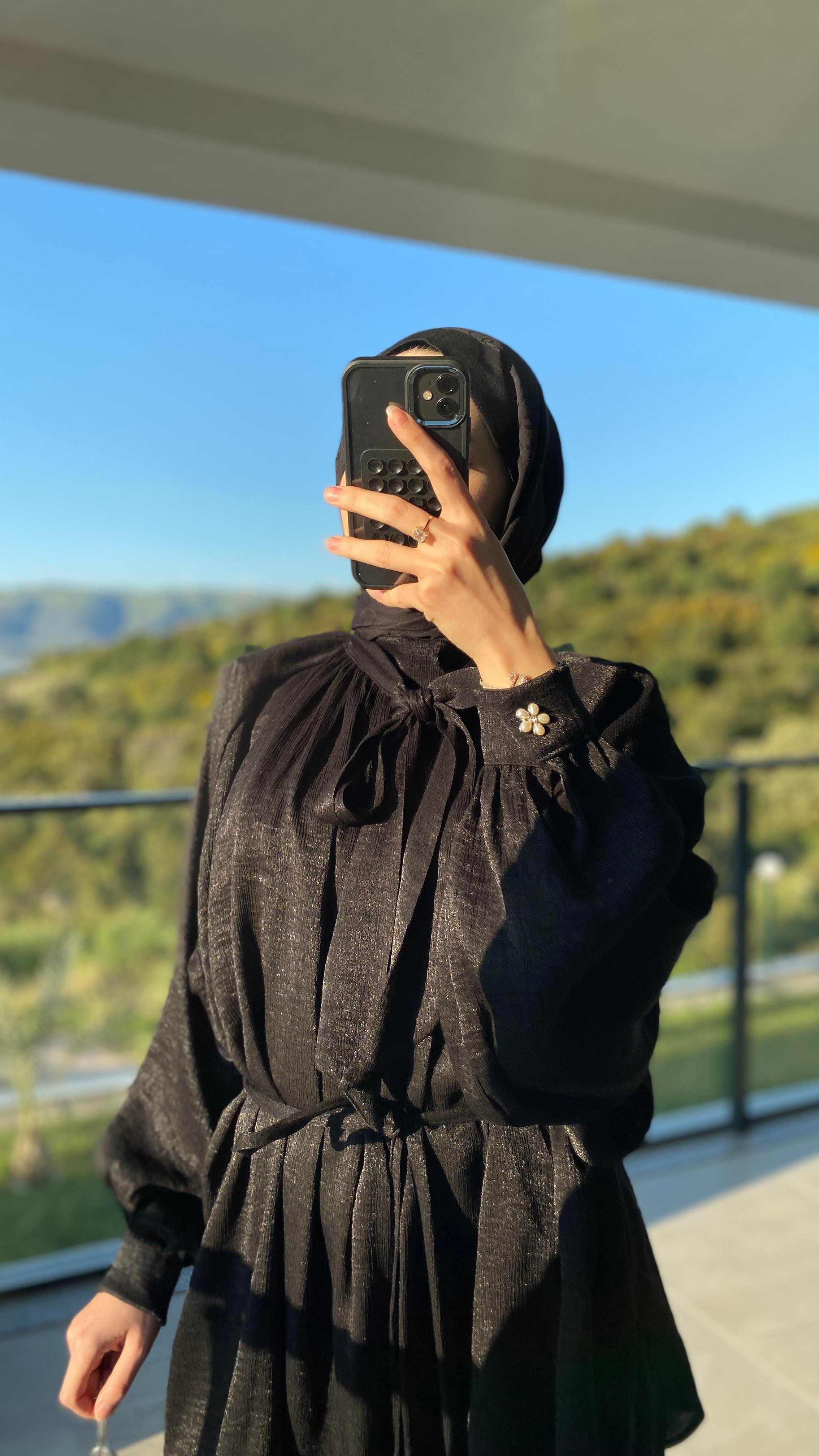 Floş Yakası Bağlamalı Takım Siyah