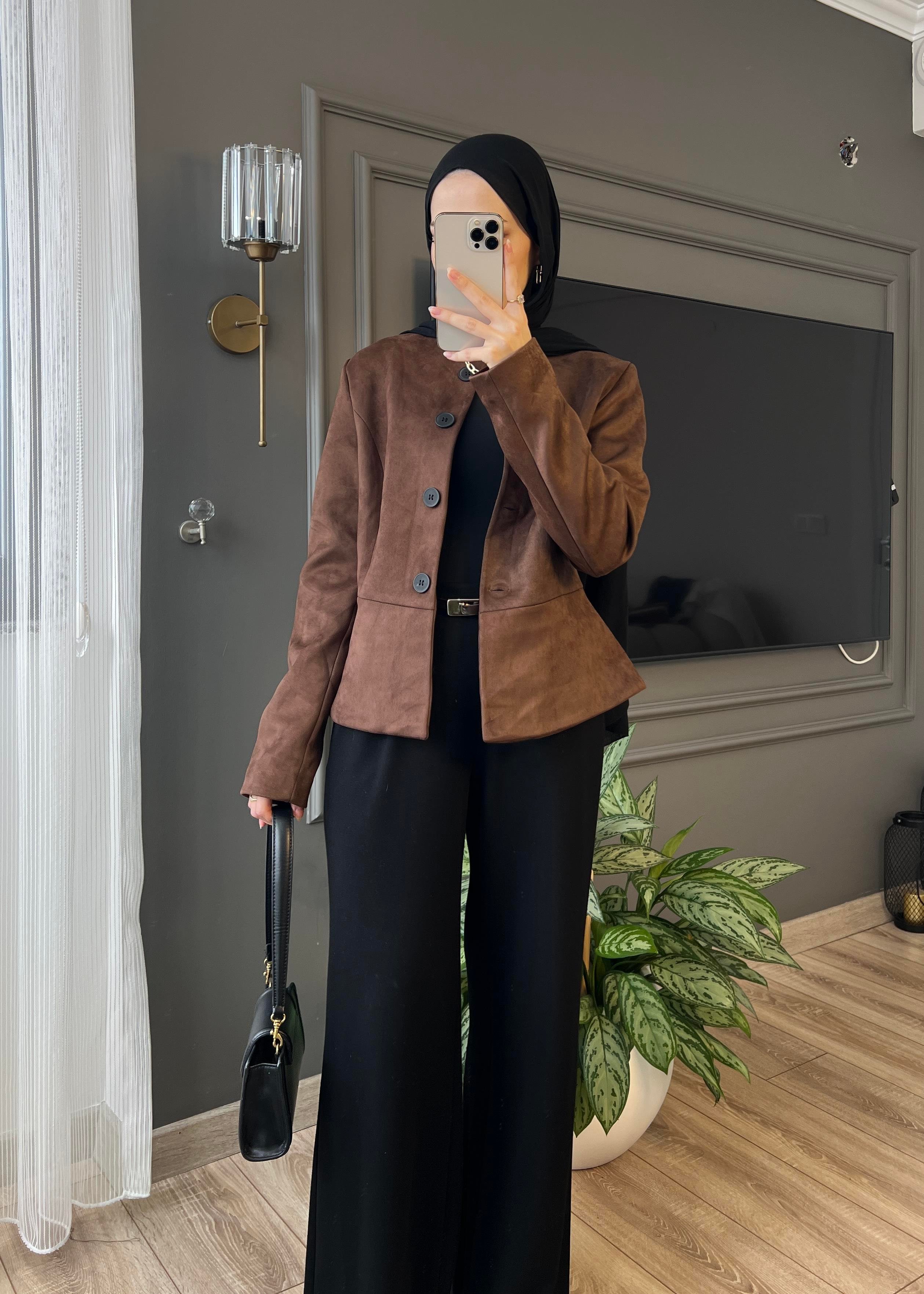 Hazel Süet Ceket- Kahve