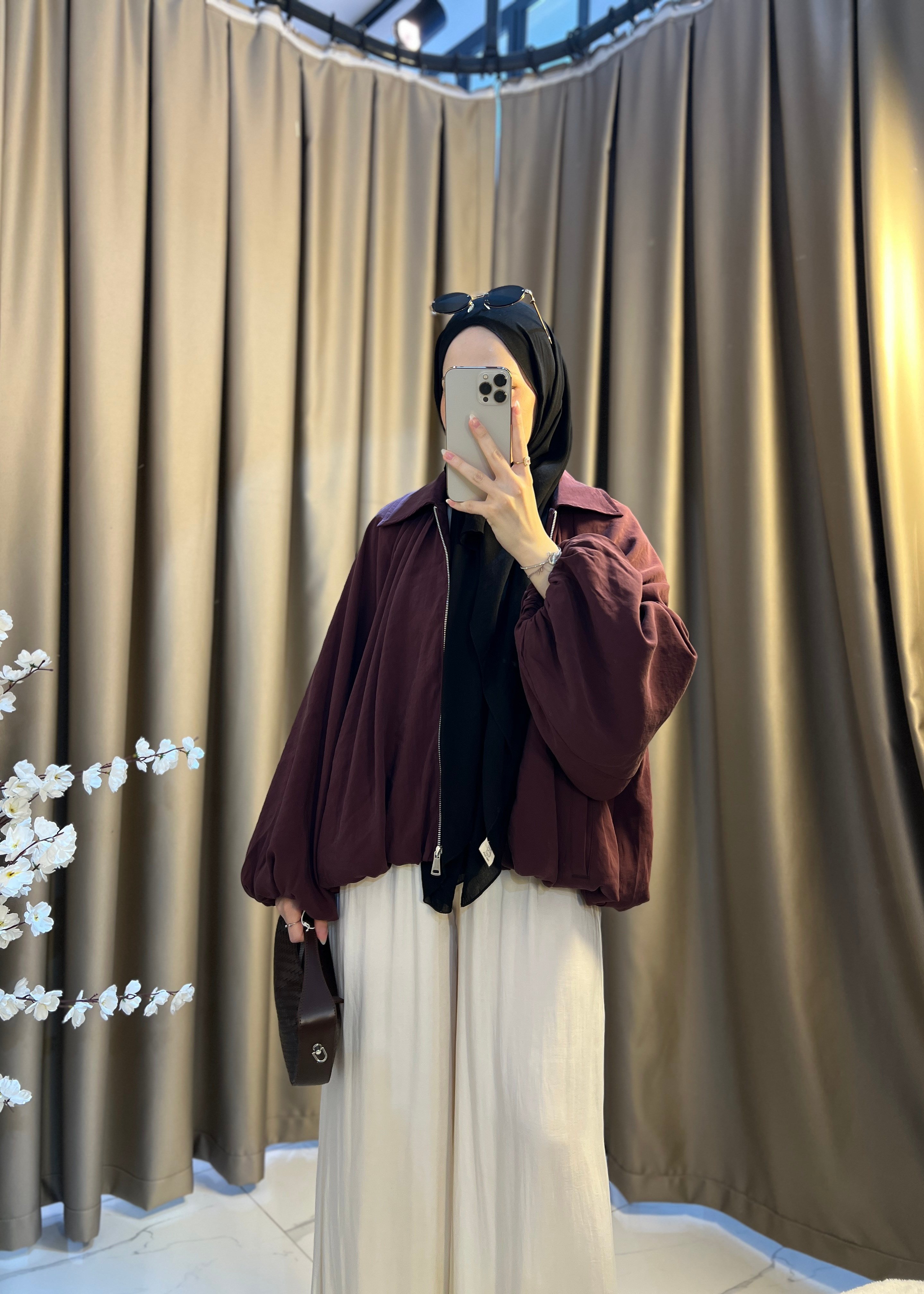 Jasmin Balon Kol Ceket- Bordo