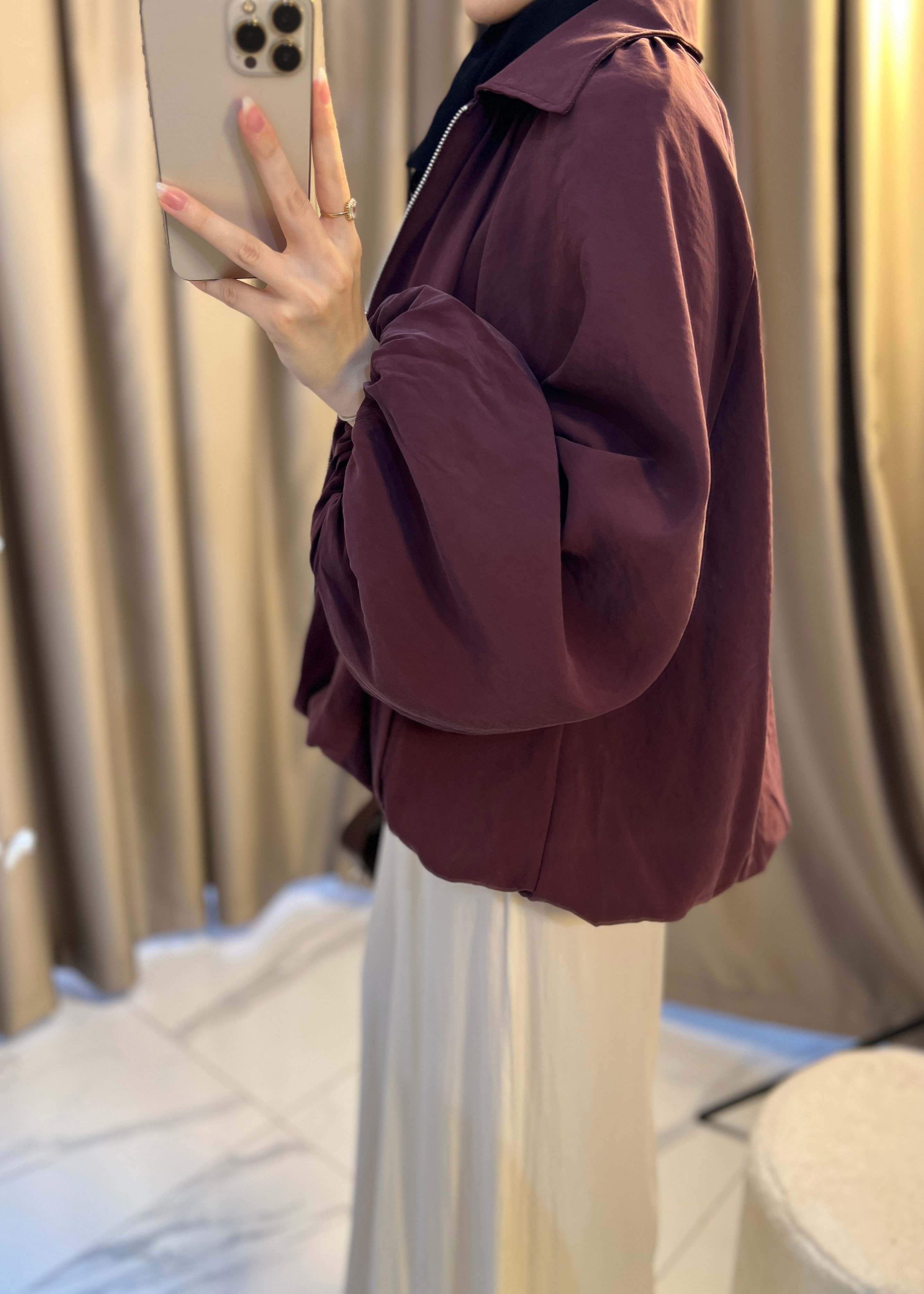 Jasmin Balon Kol Ceket- Bordo