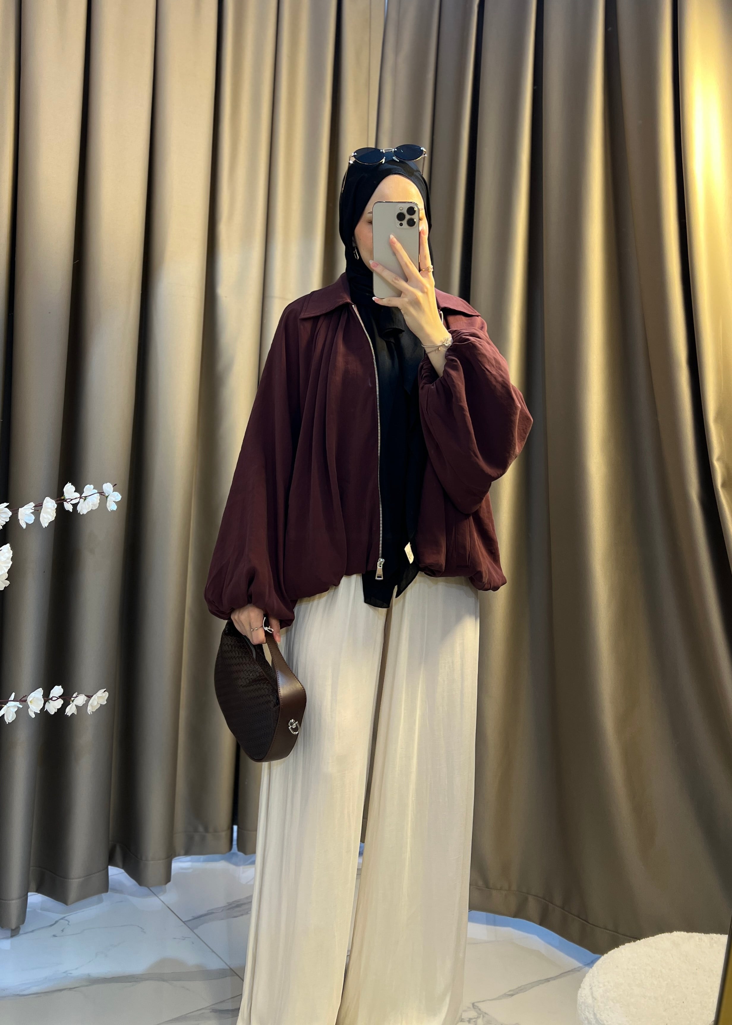 Jasmin Balon Kol Ceket- Bordo