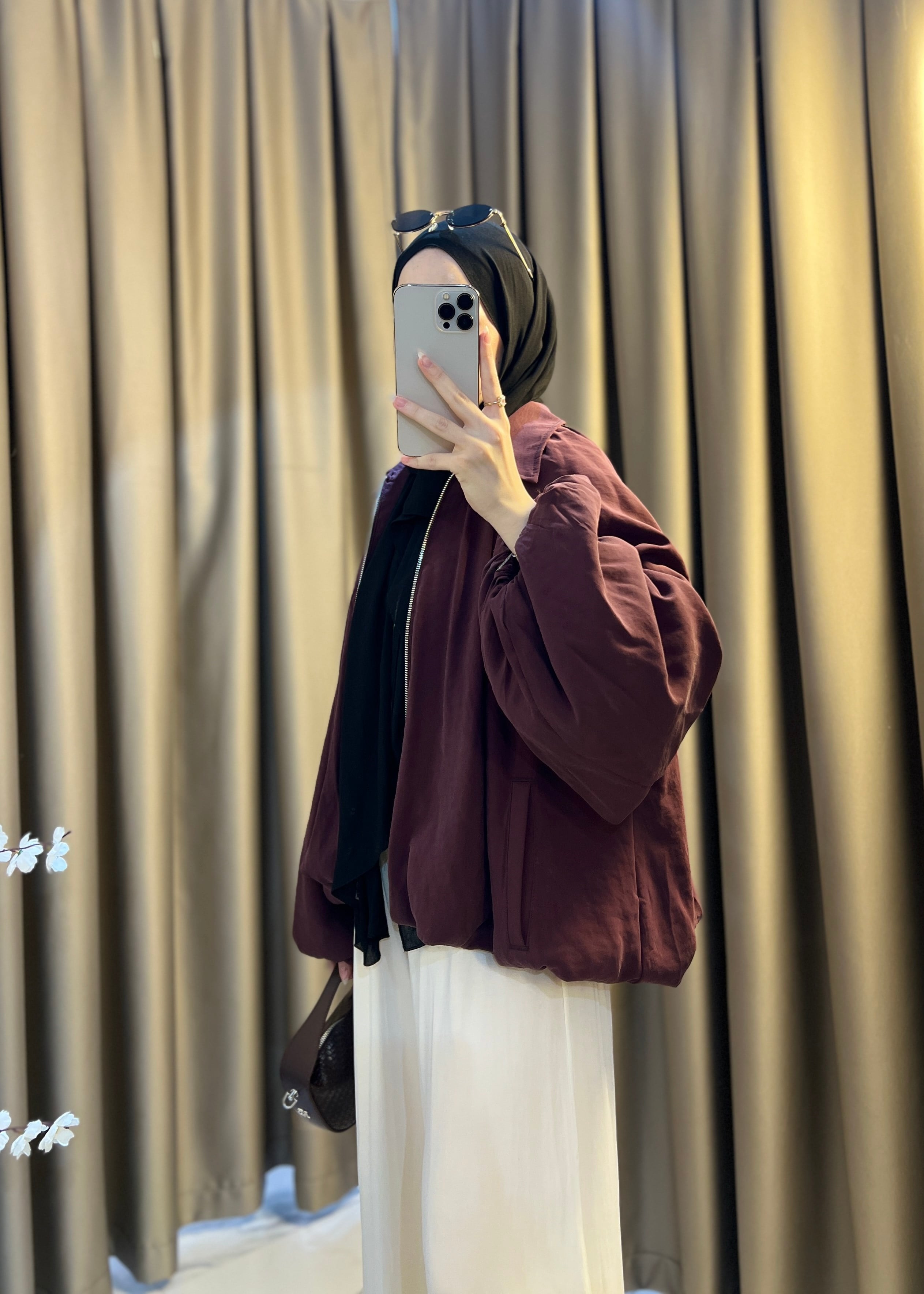 Jasmin Balon Kol Ceket- Bordo