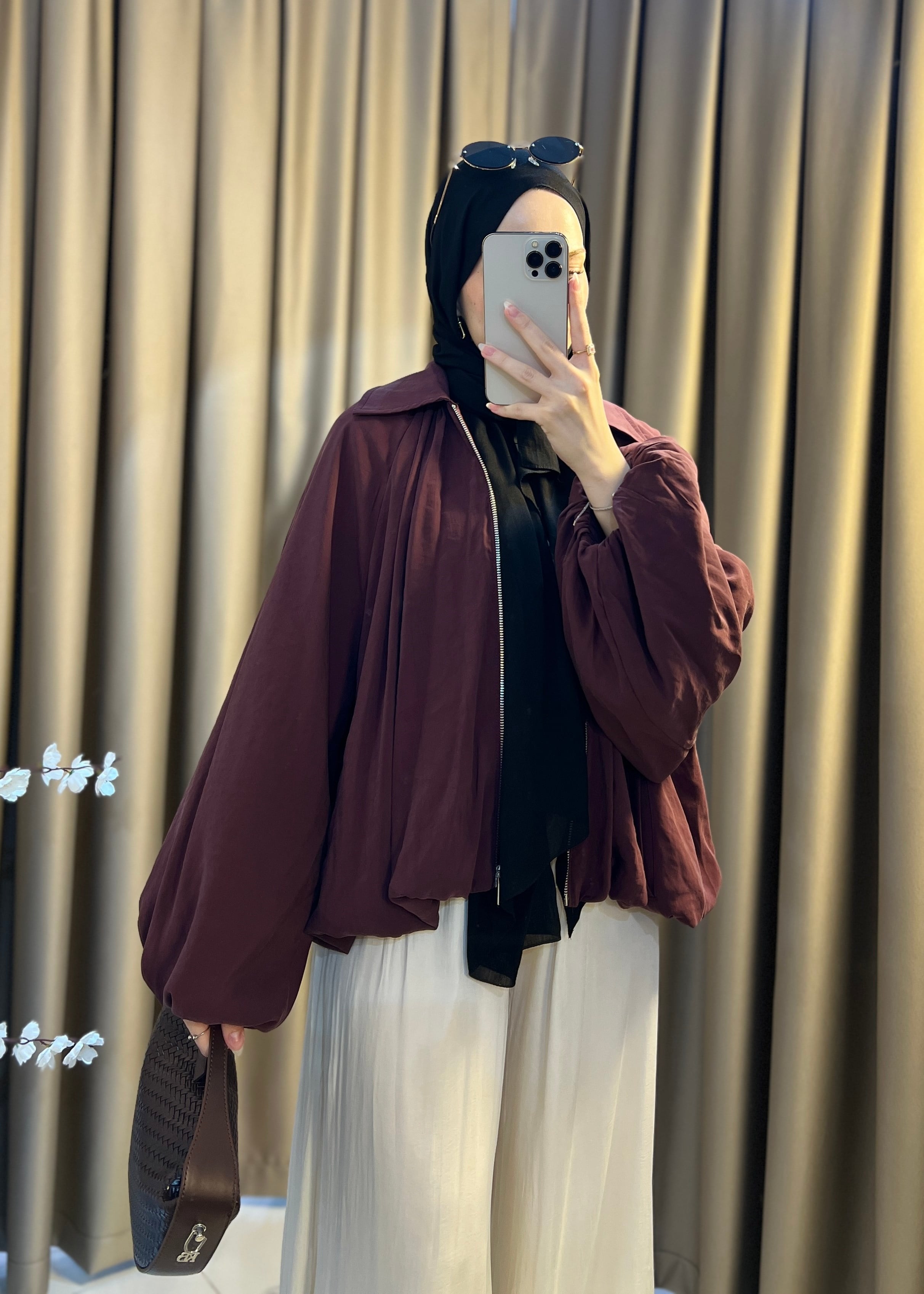 Jasmin Balon Kol Ceket- Bordo