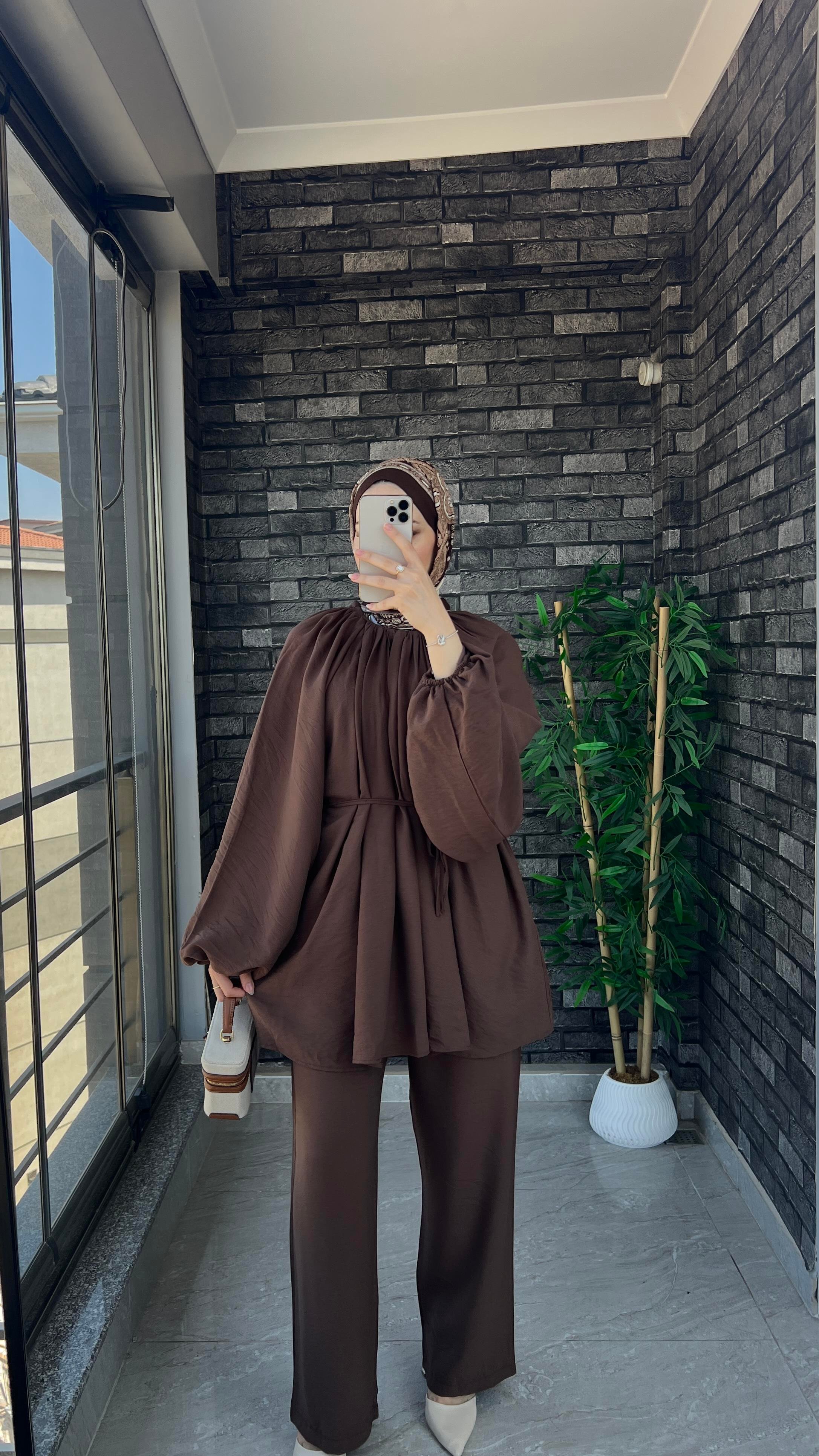 Layla Balon Kol takım- Kahve