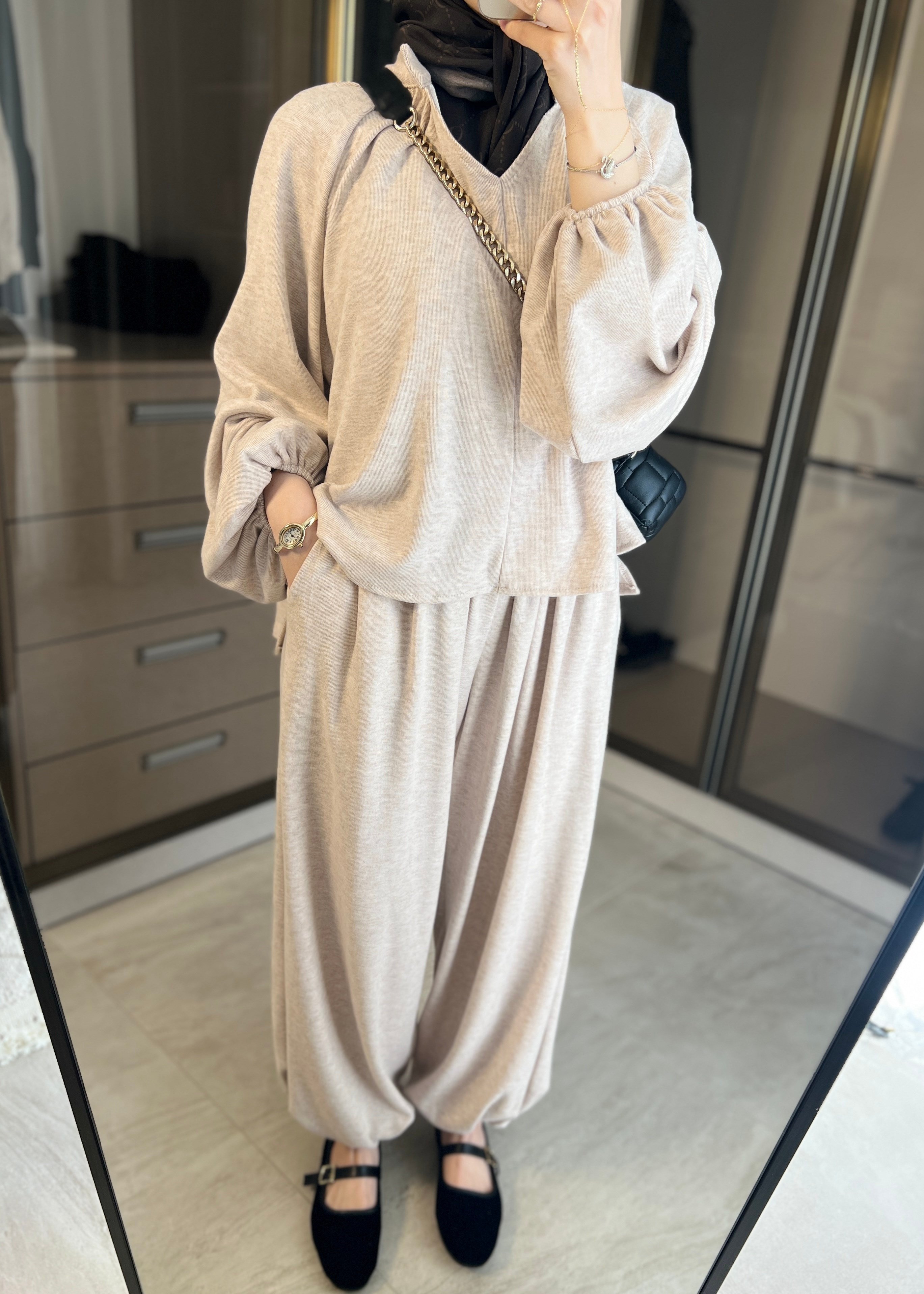 Lia Şalvar Takım- Krem