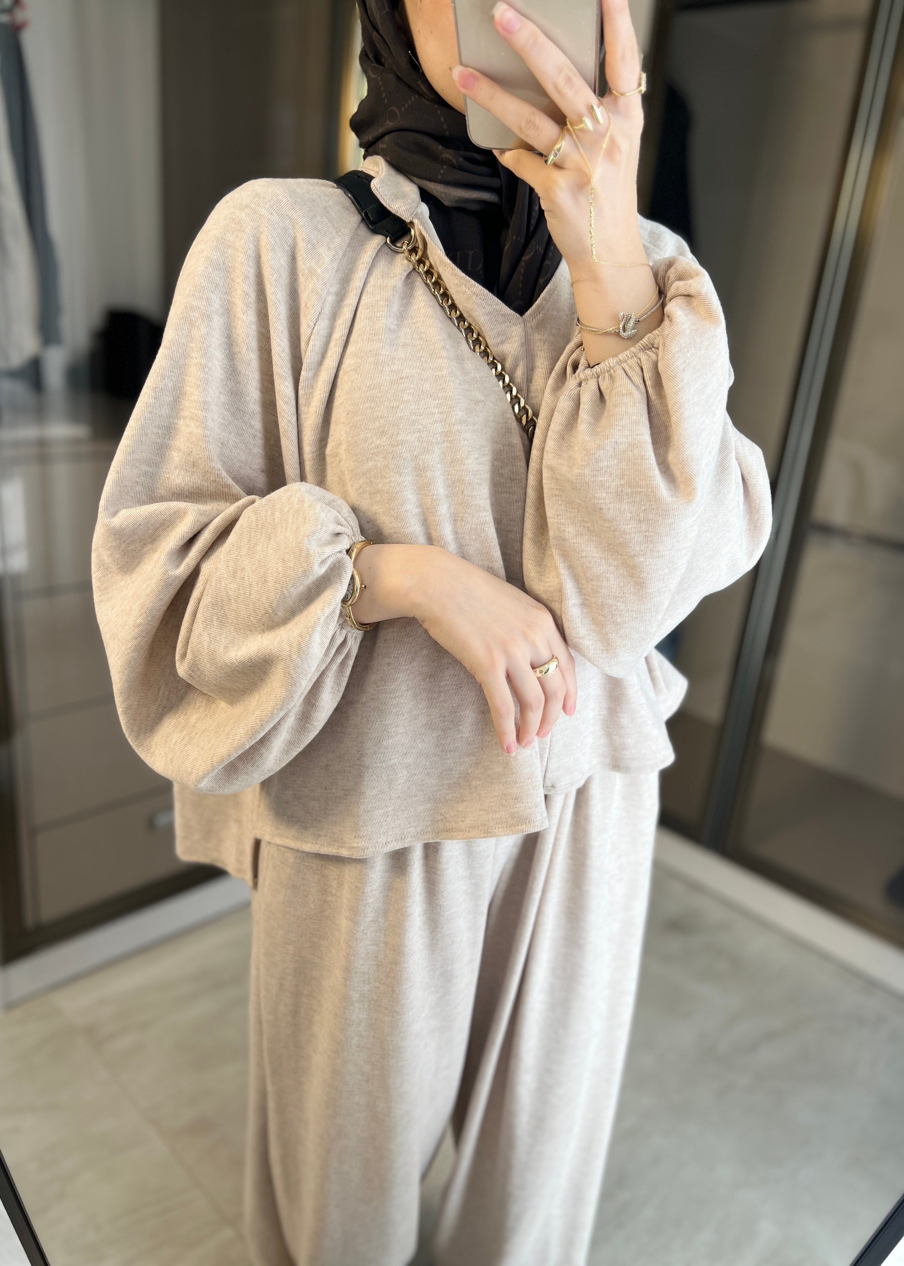 Lia Şalvar Takım- Krem
