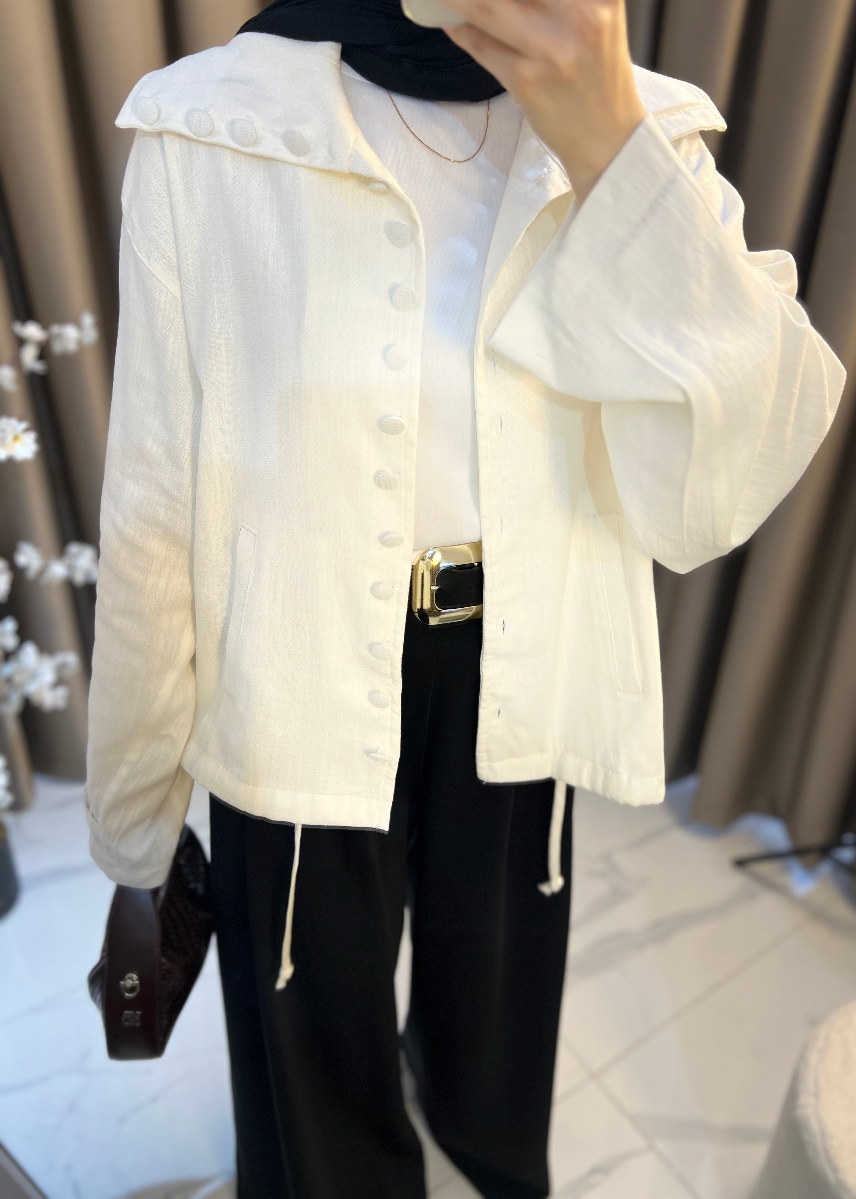 Linen Ceket- Beyaz