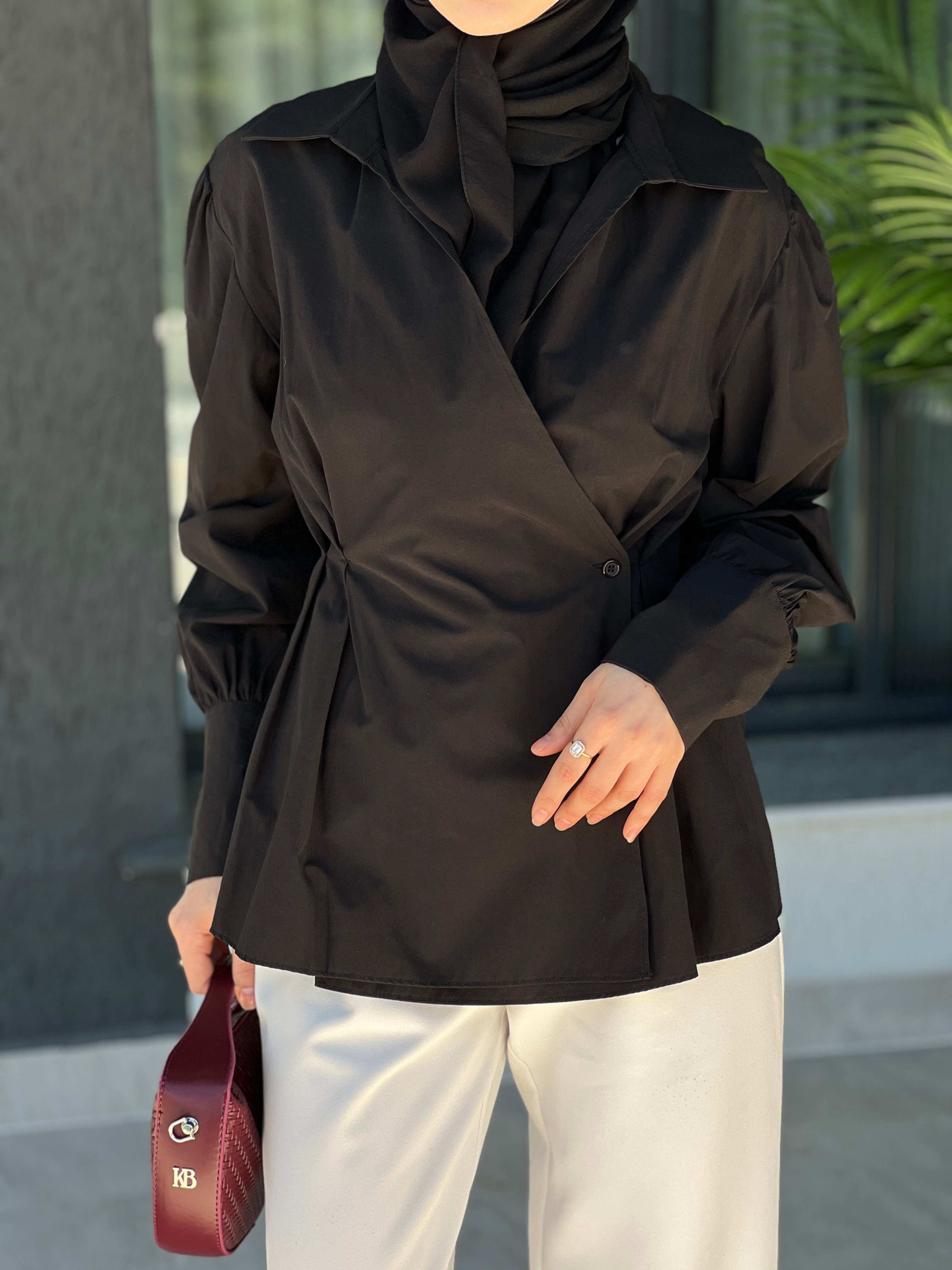 Nisya Kruvaze Gömek - Siyah