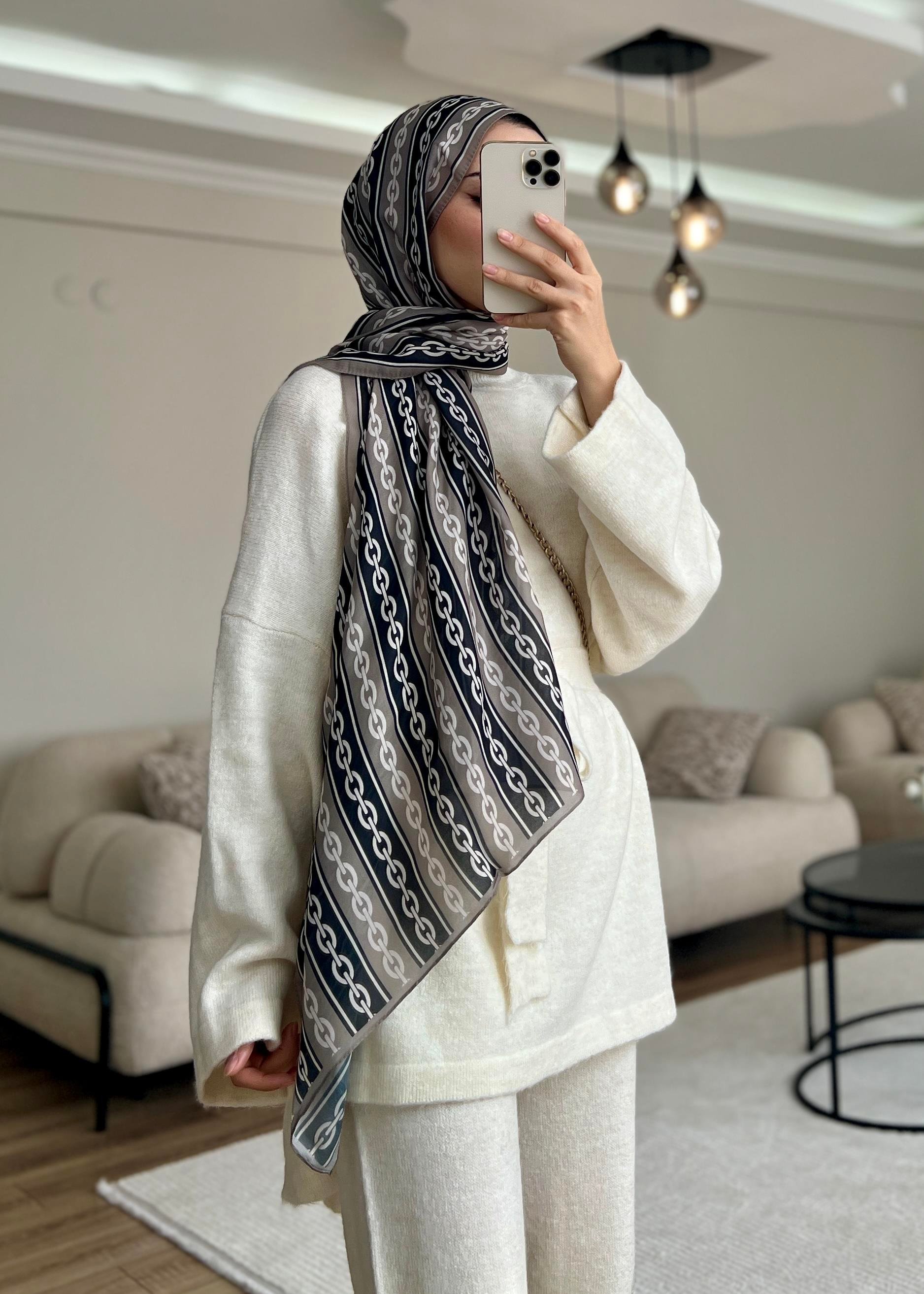 Pamuk Twill Şal Chain Taş