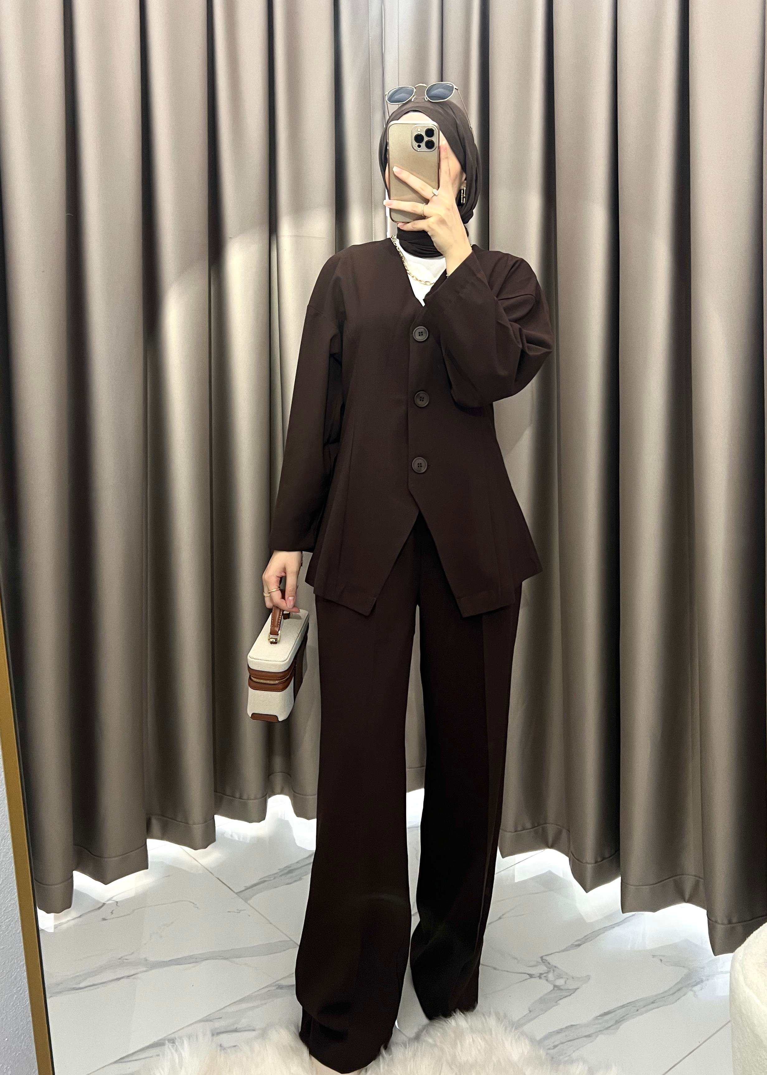 Premium Blazer Takım- Acı Kahve
