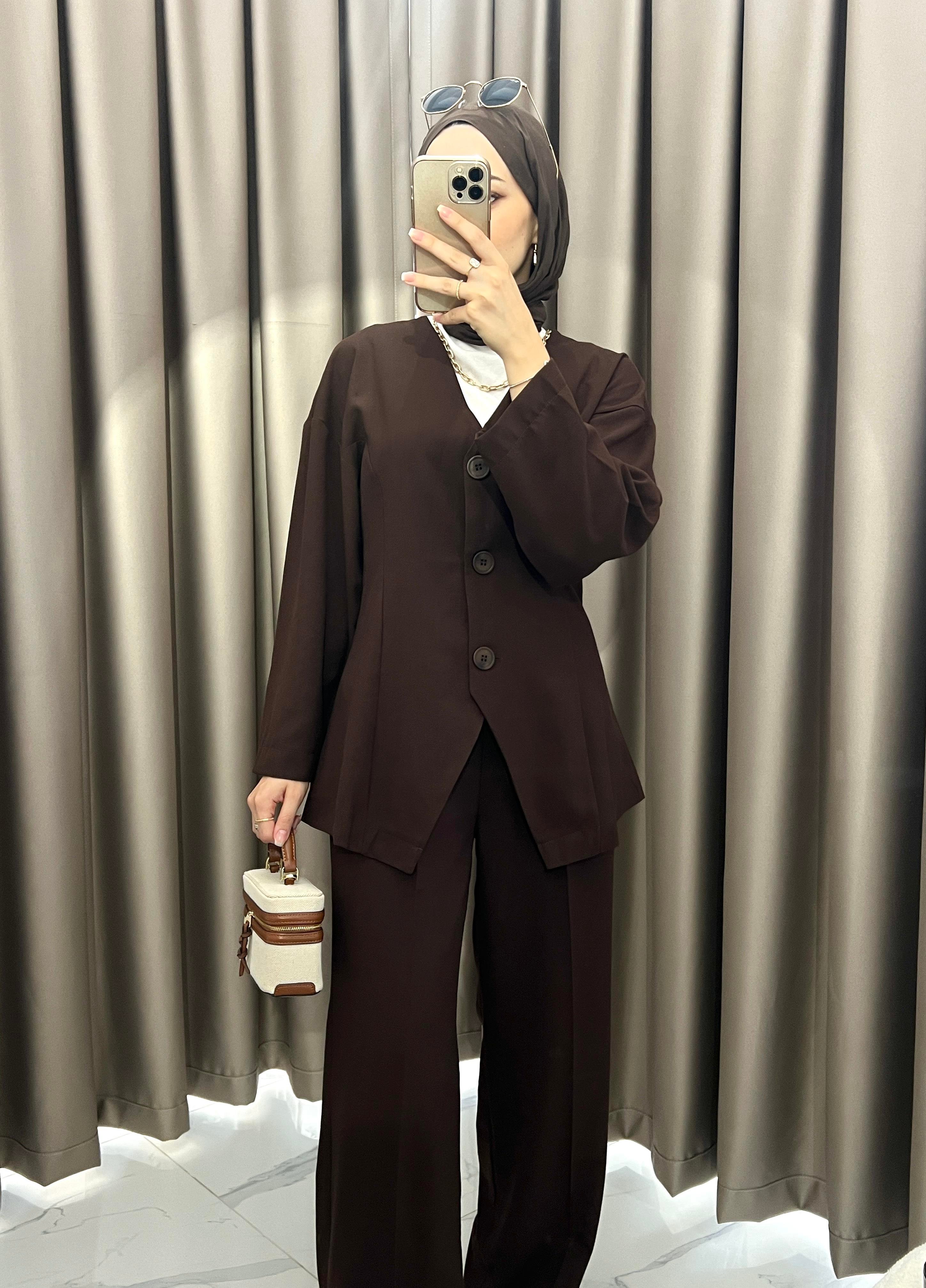 Premium Blazer Takım- Acı Kahve