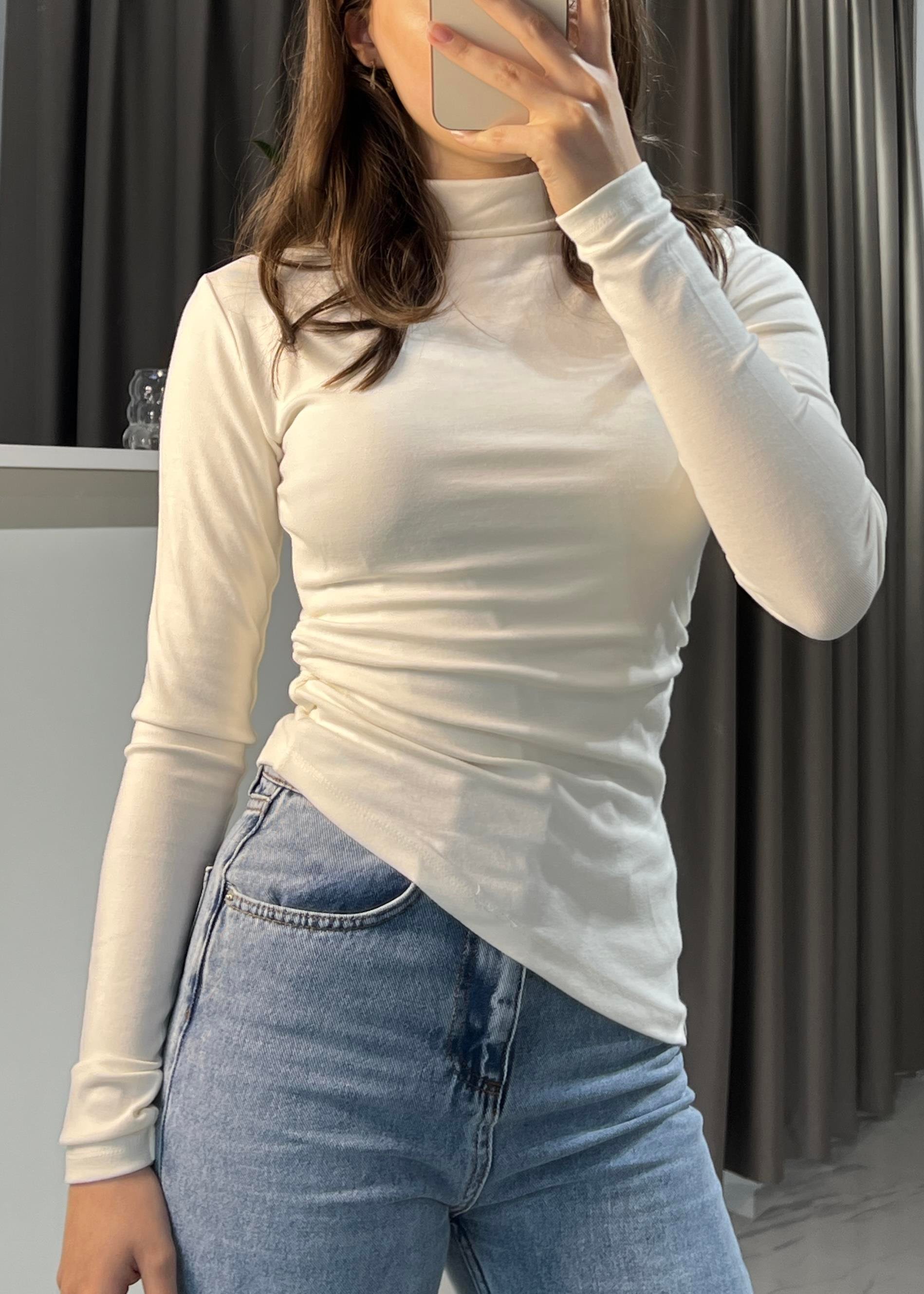 SoftFit Yarım Boğaz İnce Triko Body – Ekru