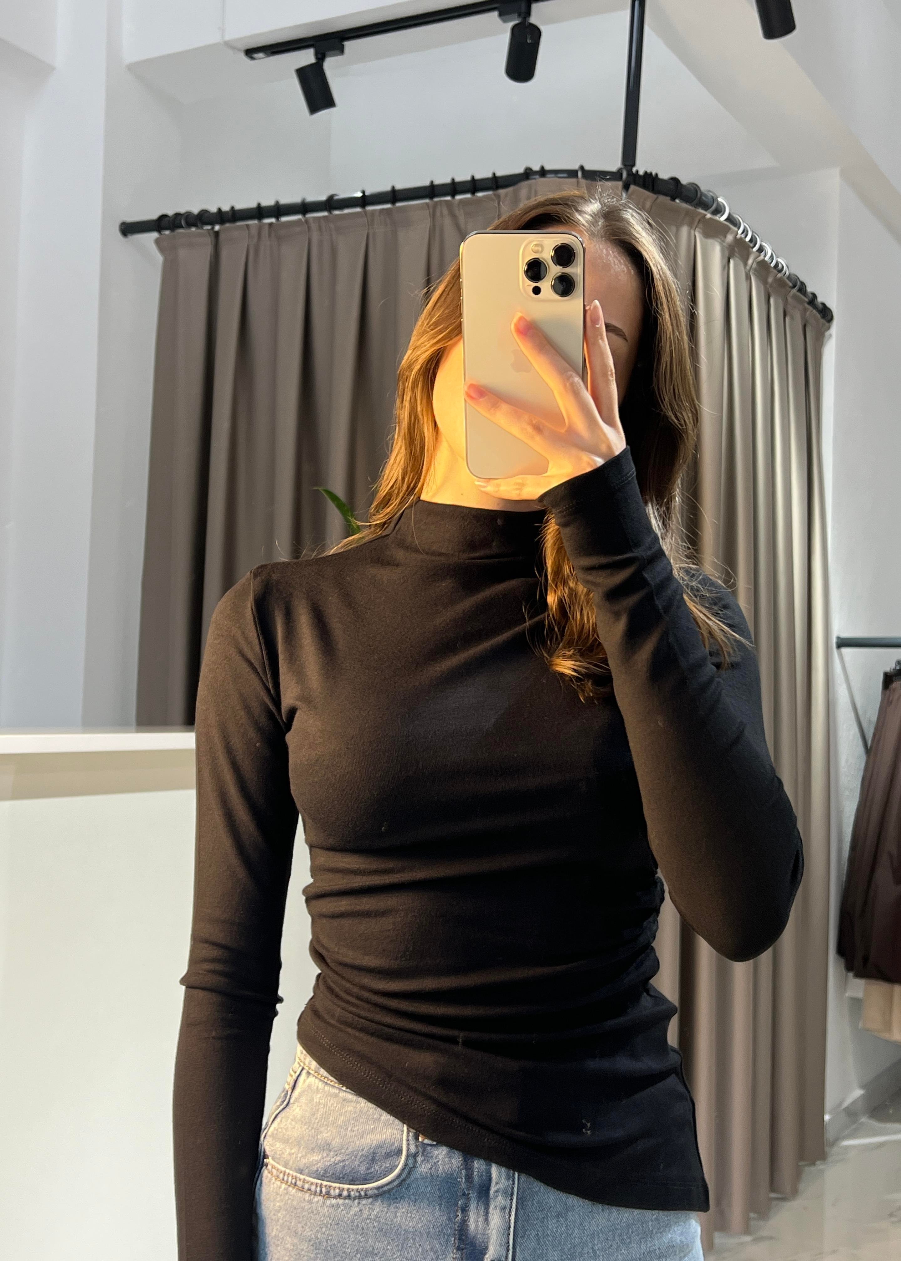 SoftFit Yarım Boğaz İnce Triko Body – Siyah