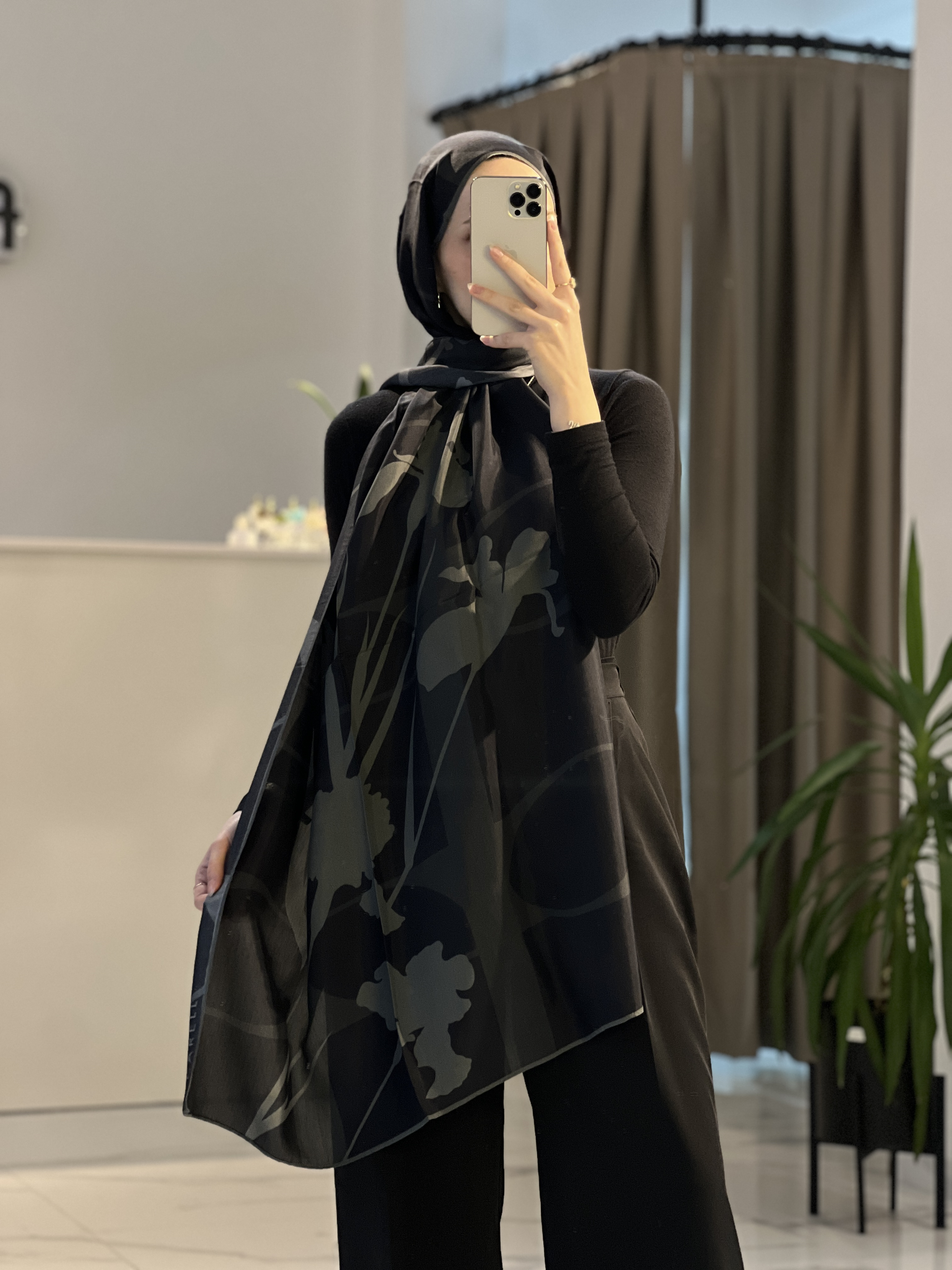 Vera Monogram Floş Şal- Antrasit