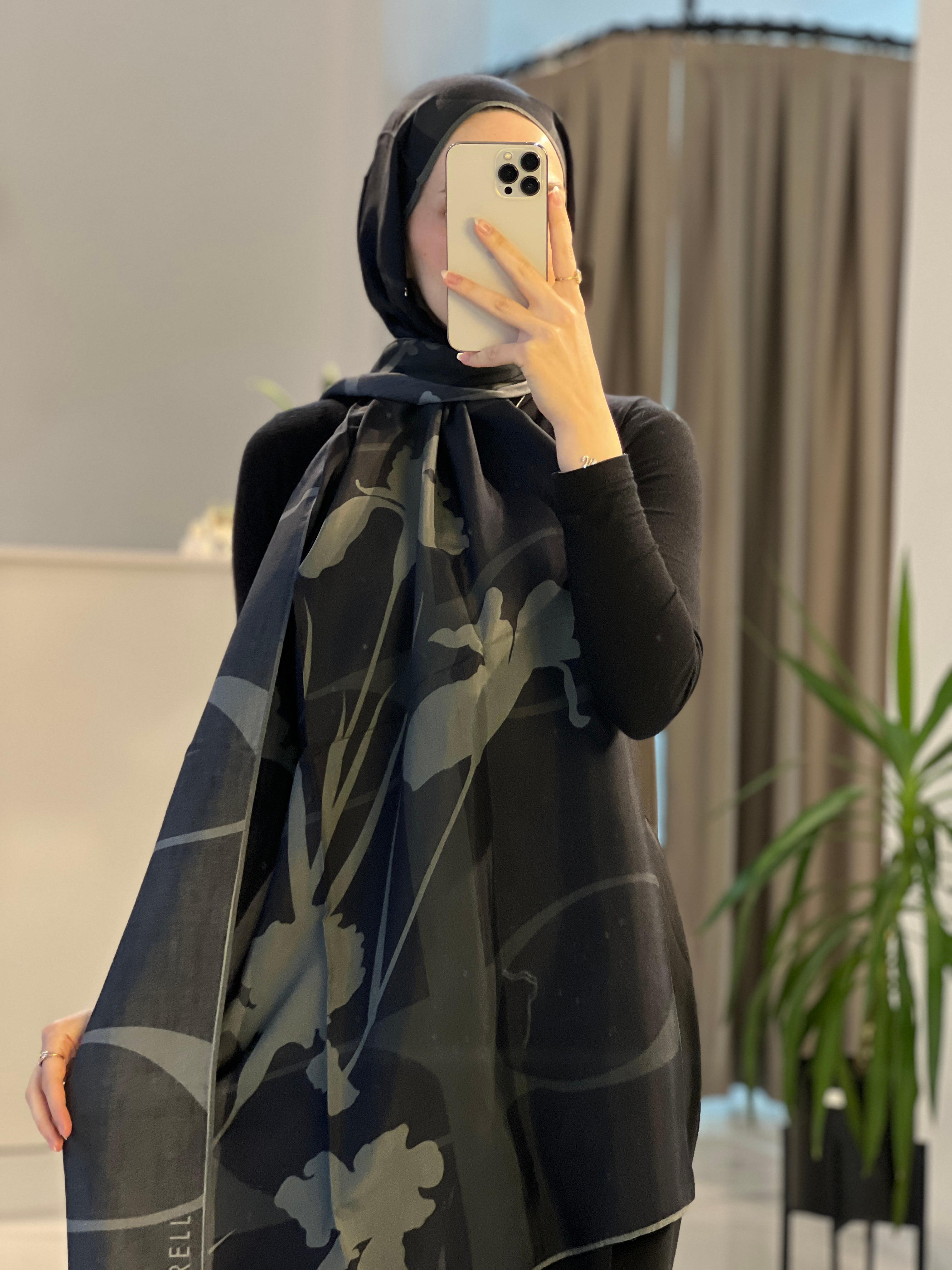 Vera Monogram Floş Şal- Antrasit