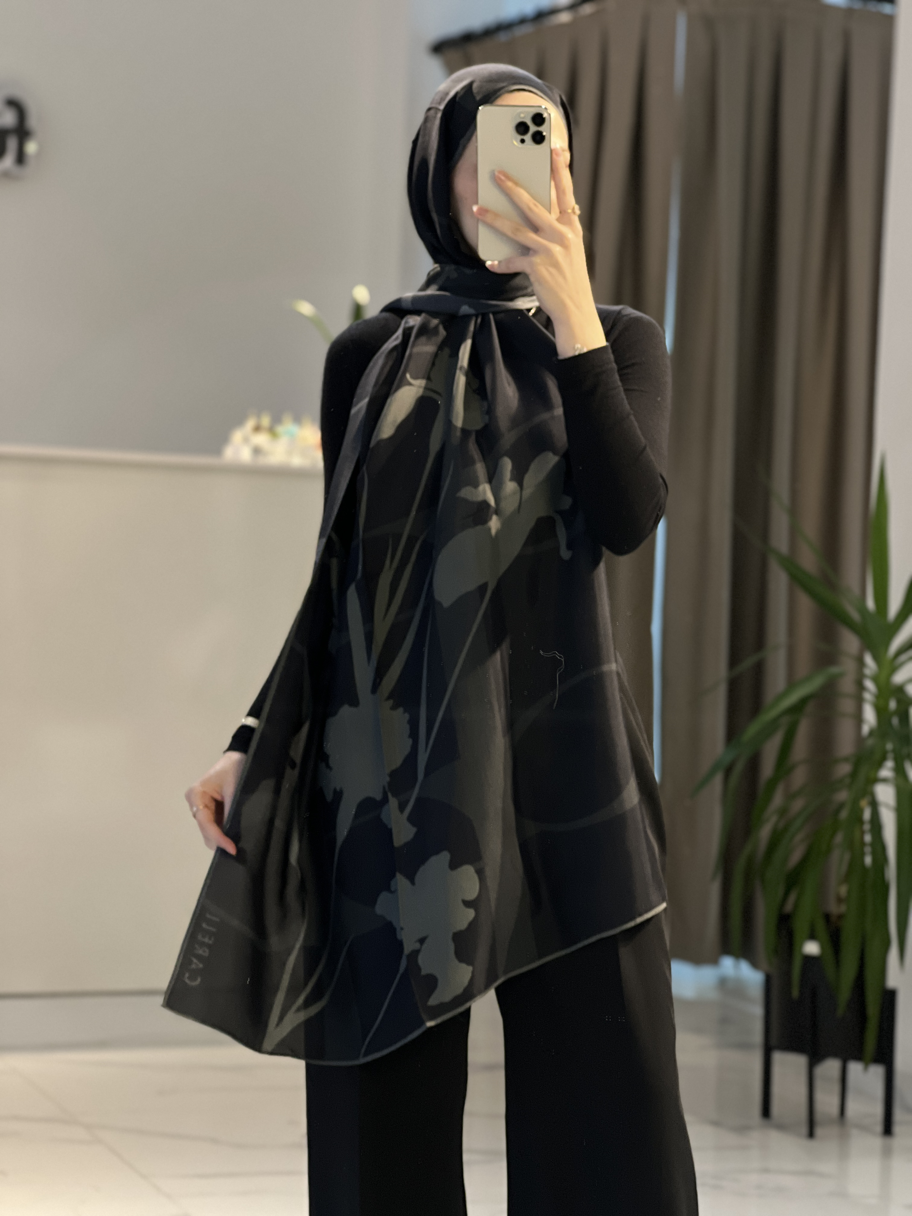 Vera Monogram Floş Şal- Antrasit