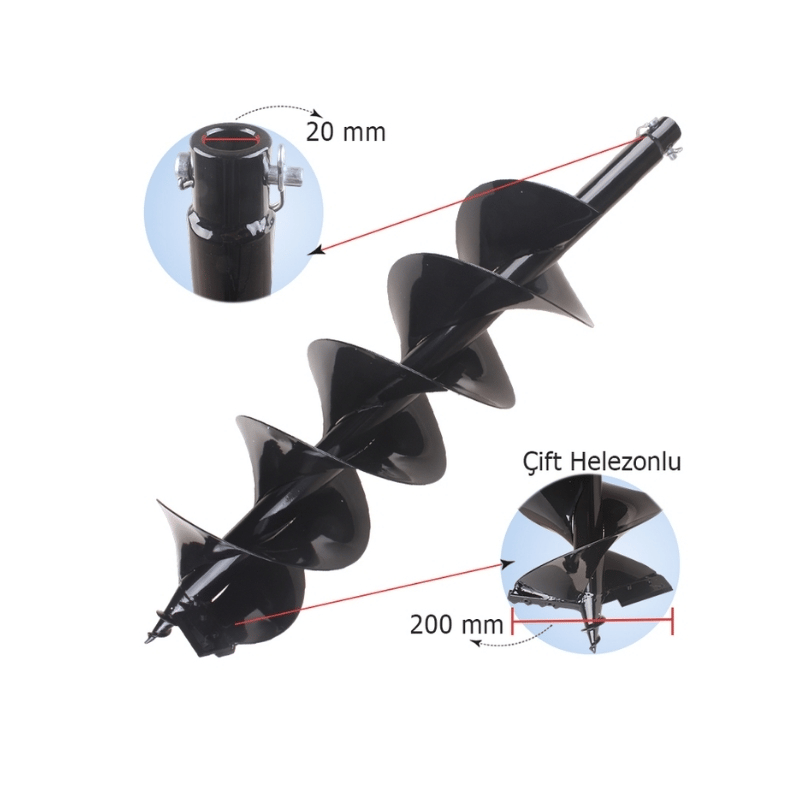 Baco Toprak Delme Burgusu 20 cm Çift Helezonlu Delme Aparatı