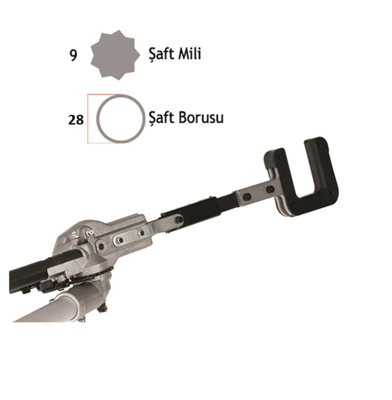 Baco Zeytin Silkeleme Aparatı 28 mm Şaft Borusu 9 Dişli Mil – Komple Set – Tırpan Uyumlu