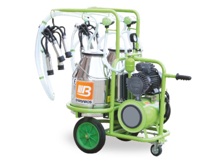 Bartech Çift Güğümlü Model Kuru Tip İnek Sağım Makinesi - Alüminyum Güğüm - Kuru Pompa