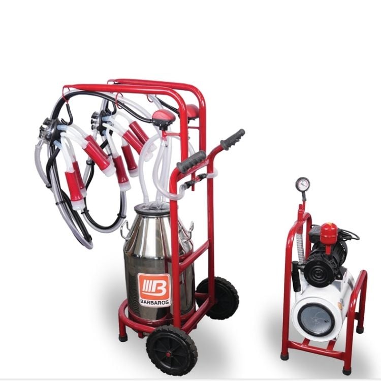 Bartech Yarı Sabit Model Yağlı Tip Tekli İnek Süt Sağma Makinesi - Paslanmaz Güğüm
