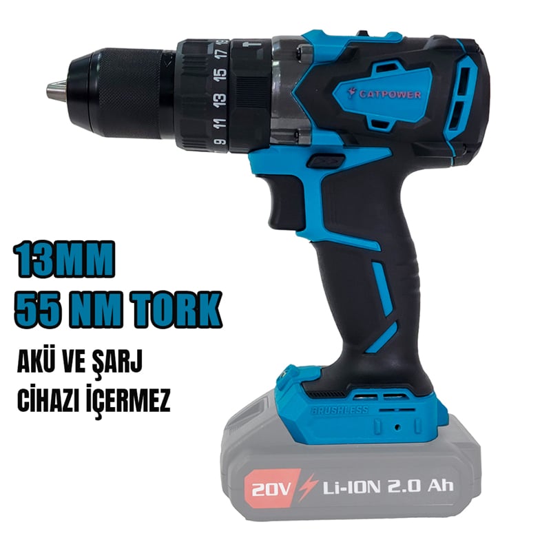 Catpower 4101  Kömürsüz Akülü Darbeli Vidalama-2 Adet  20V Lİ-İON 2.0Ah /4.0A-1 adet Hızlı Şarj Cihazı