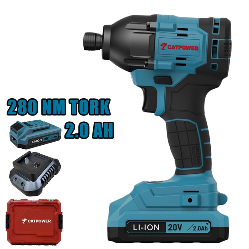 Catpower K-CAT4222SET-NET  Akülü Torklu Vidalama Li-ion (Makine) Kömürsüz 20V +( 2.0 ah Akü 2 Adet)+(Hızlı Şarj Cihazı)