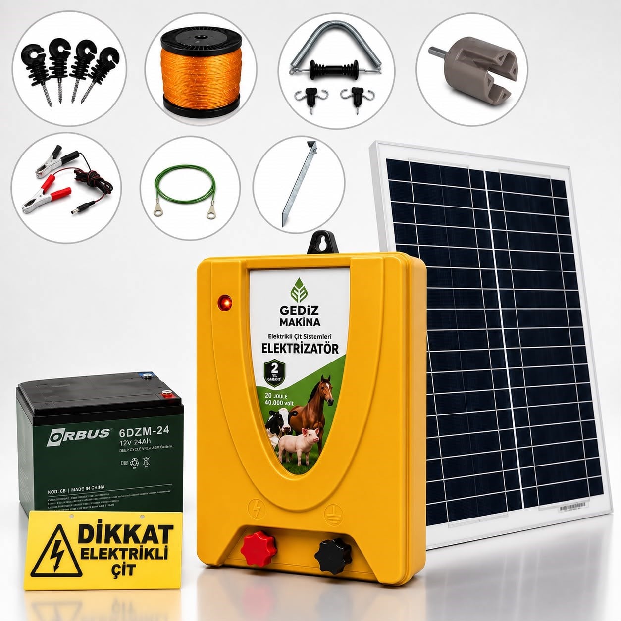 Gediz EKO 3000M2 Güneş Enerjili - Sensörlü Elektrikli Çit Sistemi