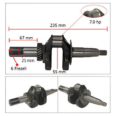General Power 7.0 Hp Frezeli Krank Mili Yüksek Tork Aktarımı İçin Dayanıklı Motor Parçası