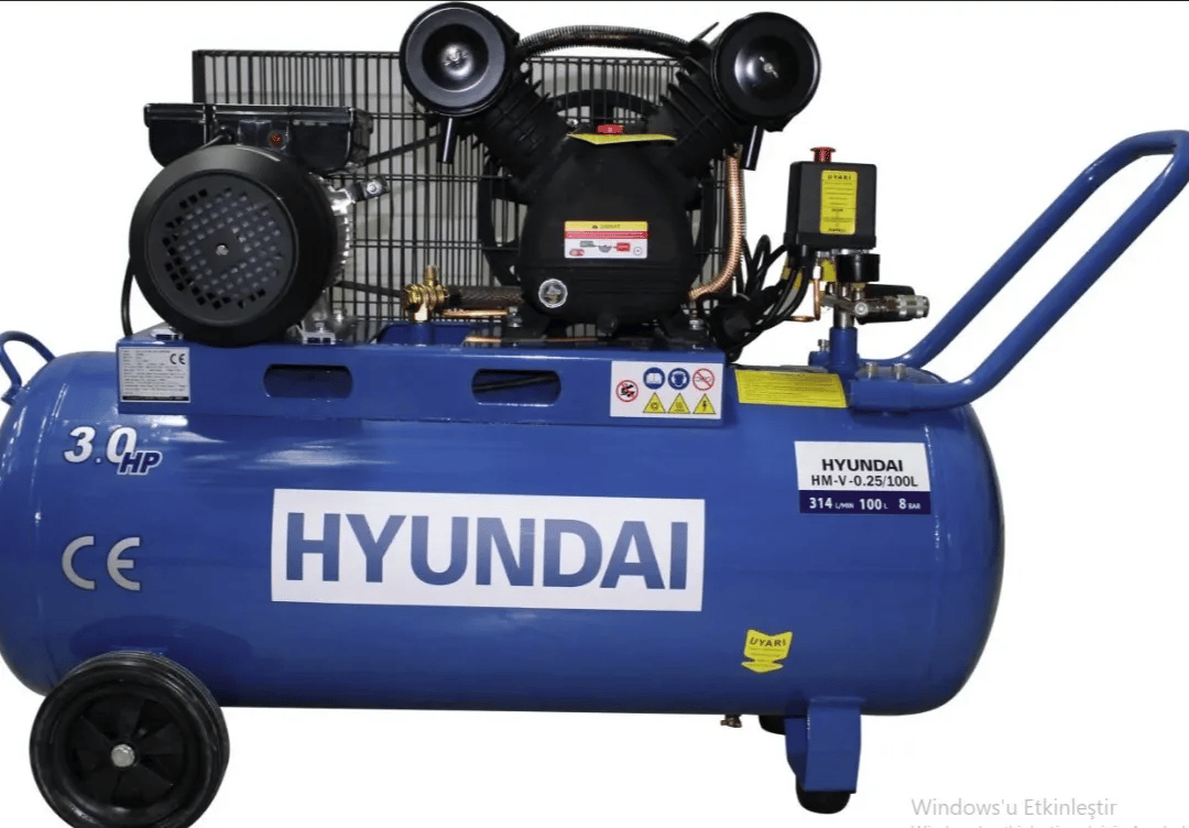 Hyundai HM-V-0.25 Kompresör 100LT ÇİFT KAFA