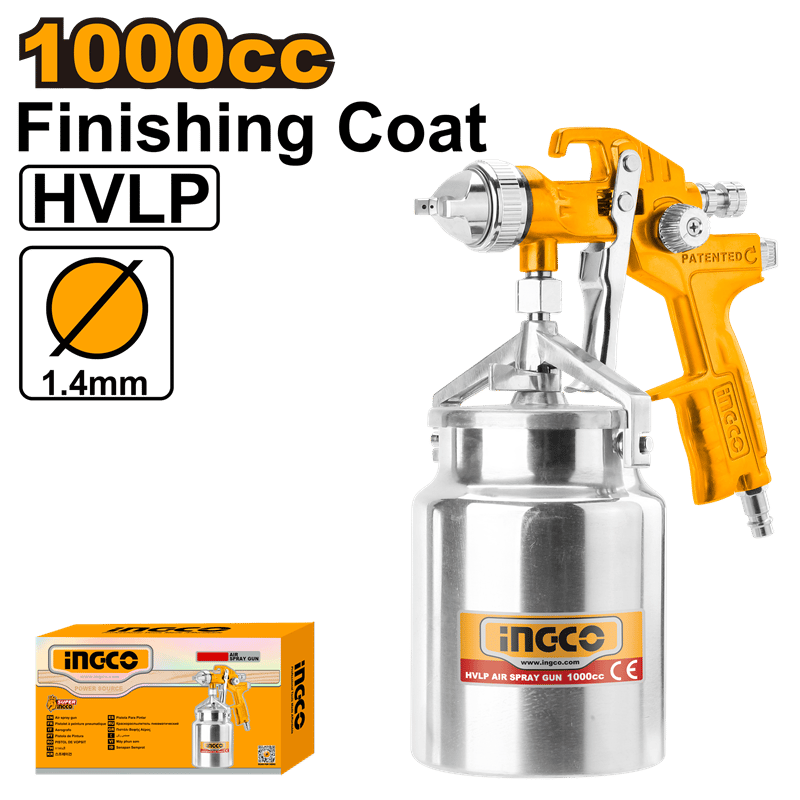Ingco ING-ASG2101 Boya Tabancası HVLP 1000 cc Alttan Depo