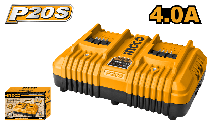 Ingco ING-FCLI2034E Hızlı Akıllı Şarj Cihazı 20V 4.0Ah 2 Portlu