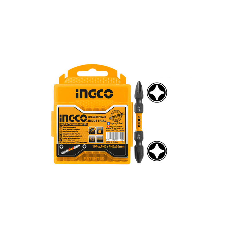 Ingco SDBIM21PH233  10'lu Darbeli Çift Taraflı Yıldız Tornavida Ucu Seti